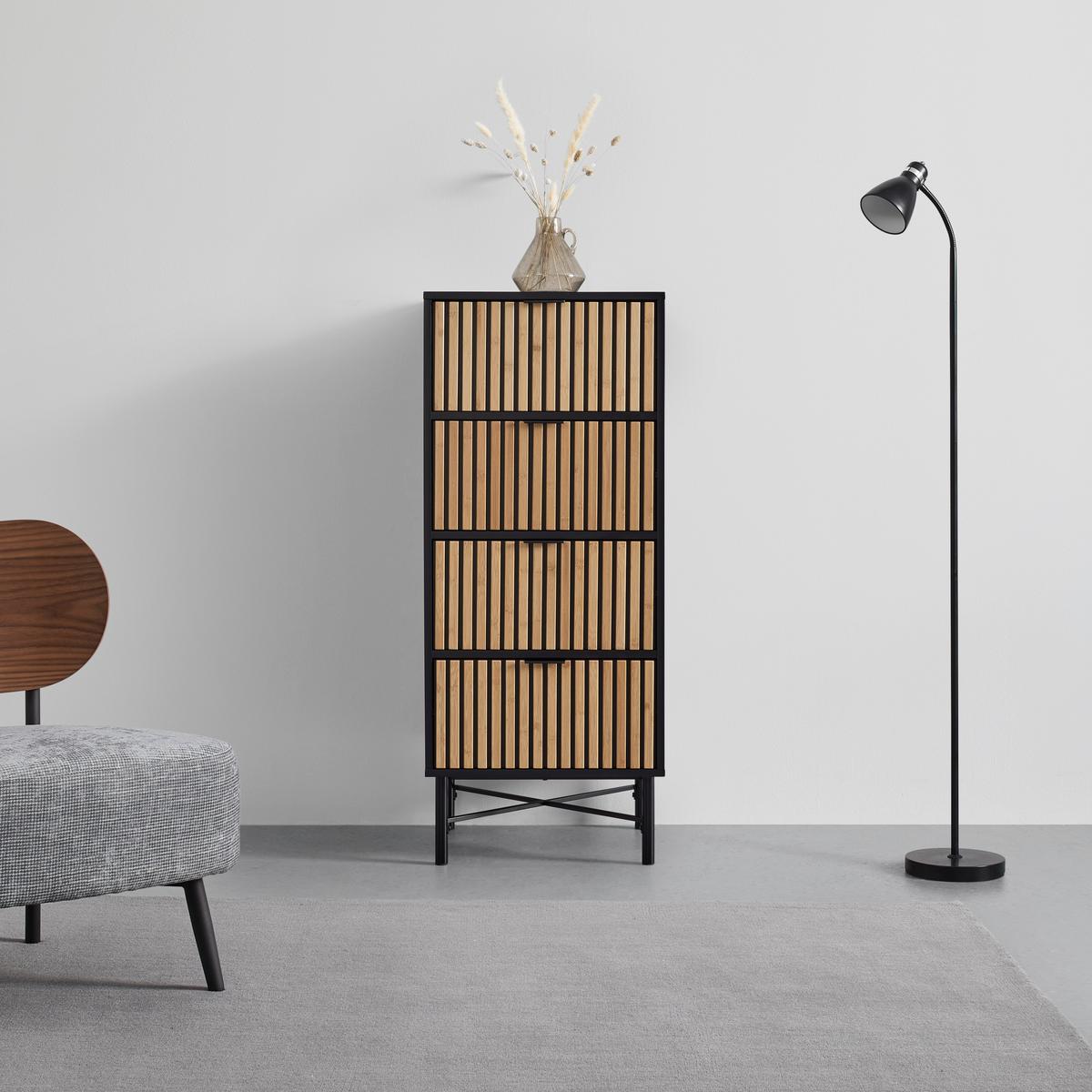 Kommode Madrid Natur/Schwarz Echtholz - Schwarz/Naturfarben, MODERN, Holz/Holzwerkstoff (48/114/40cm) - Mömax