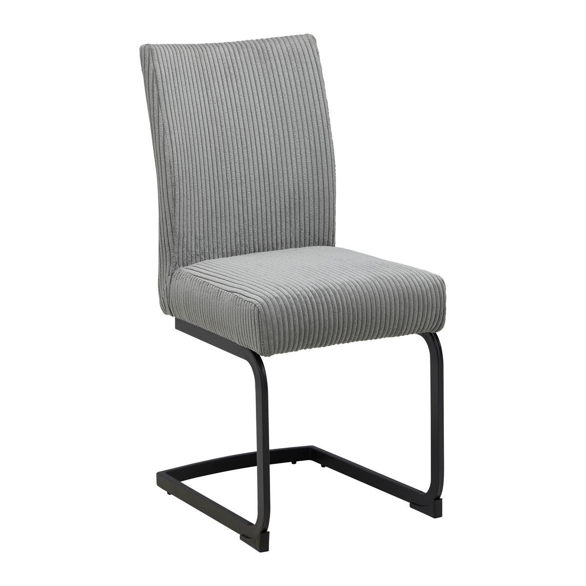 Schwingstuhl Nelia Grau Cord Gepolstert - Schwarz/Grau, MODERN, Holz/Textil (45/95/60cm) - Bessagi Home