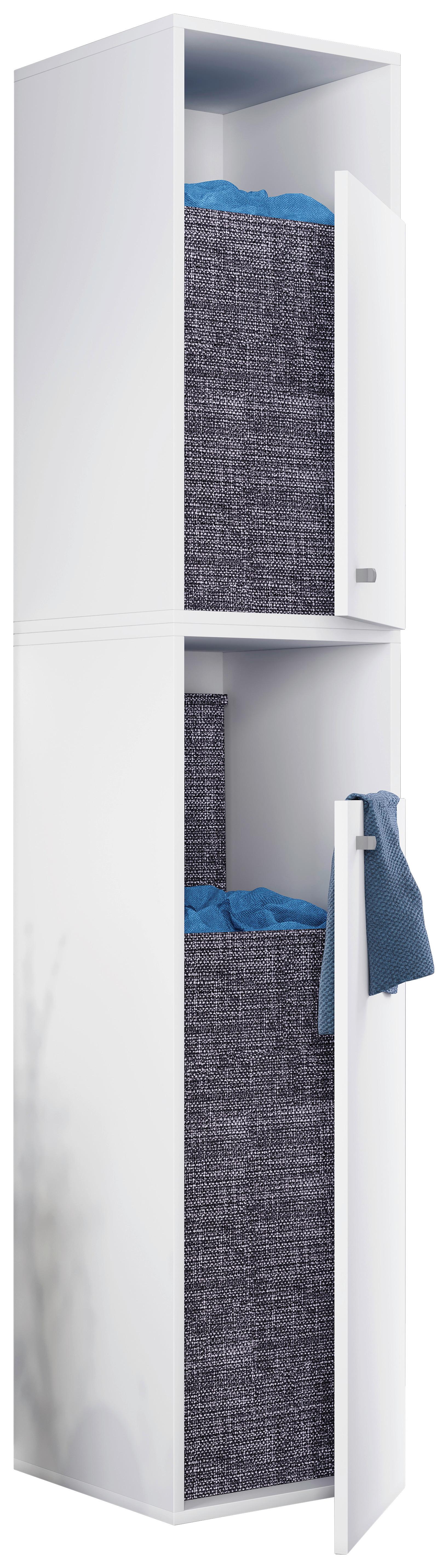 Visoka Omara Dreso, Bela - siva/črna, Moderno, umetna masa/leseni material (40/184/39cm) - MID.YOU