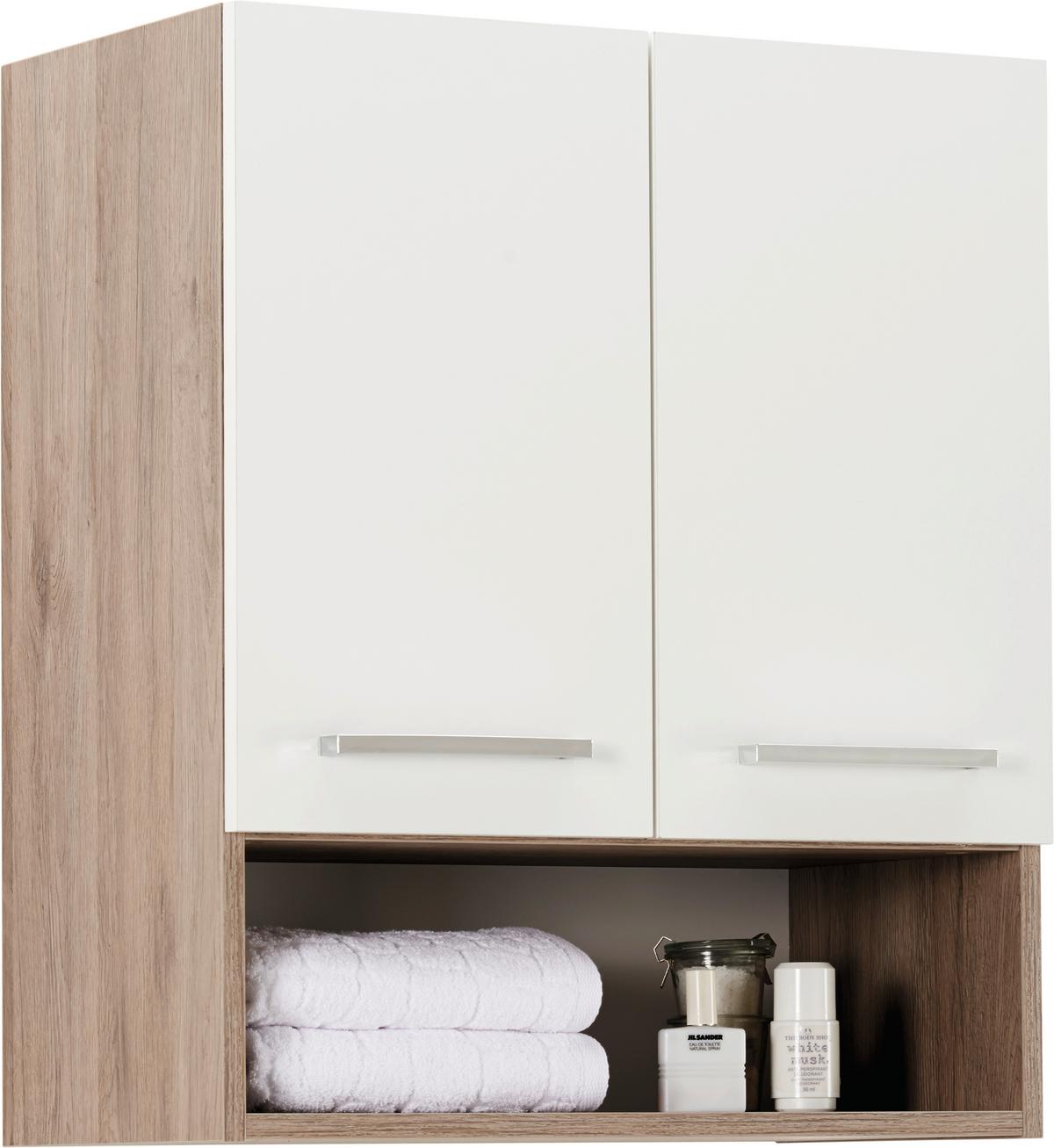 SZAFKA WISZĄCA ROM - kolor dębowy/biały, Konventionell, materiał drewnopochodny/metal (60/70/33cm) - Carryhome