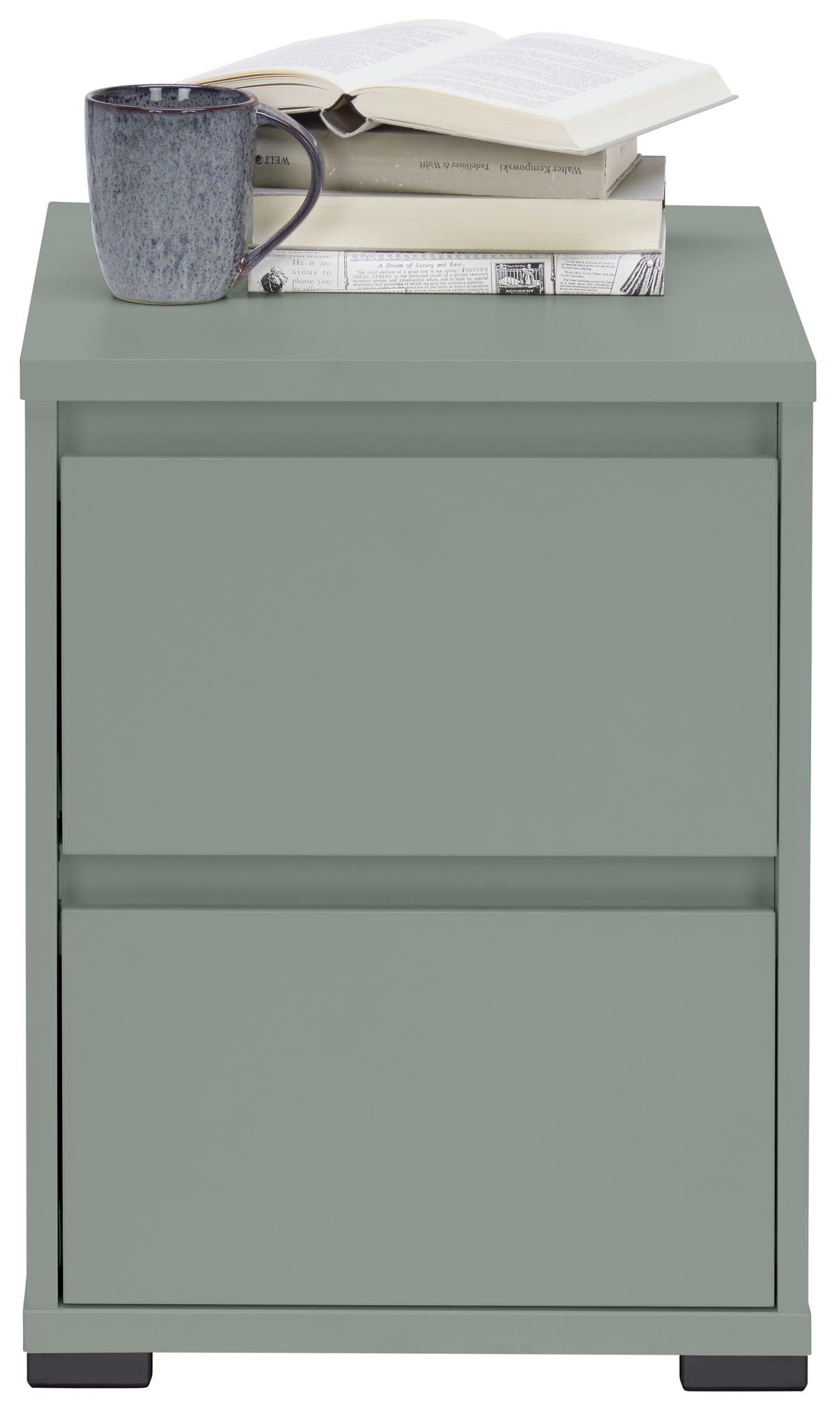 SZAFKA NOCNA LINE - antracytowy/szarozielony, Design, materiał drewnopochodny/tworzywo sztuczne (40,1/54,8/48cm) - Carryhome