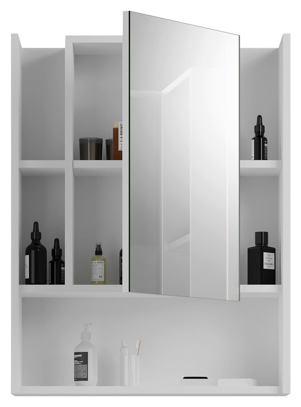 Spiegelschrank Venice ca. 60x77 cm Weiß - Weiß Hochglanz, MODERN, Glas/Holzwerkstoff (60/77/19cm) - MID.YOU