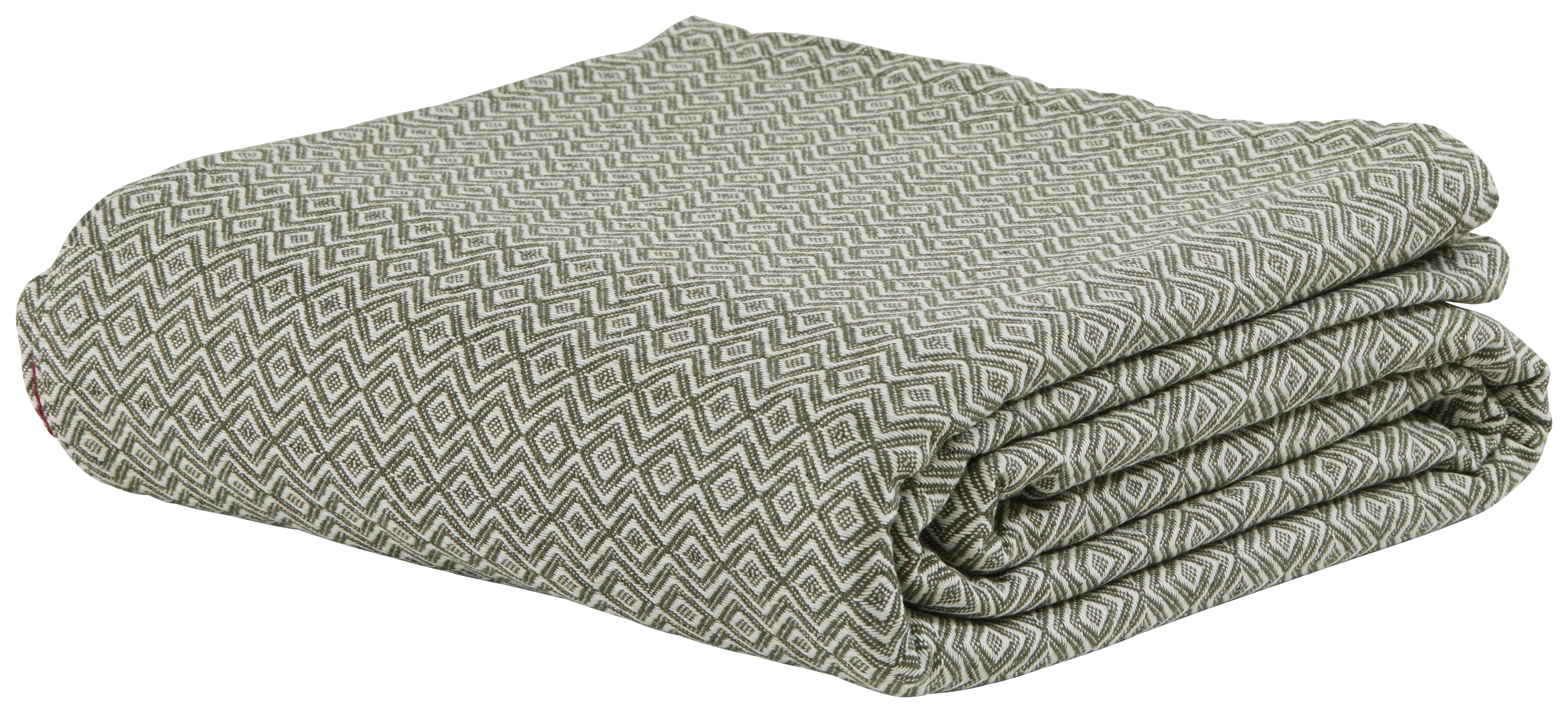 Ágytakaró Dobby Raute - Zöld/Fehér, Textil (240/210cm) - Premium Living