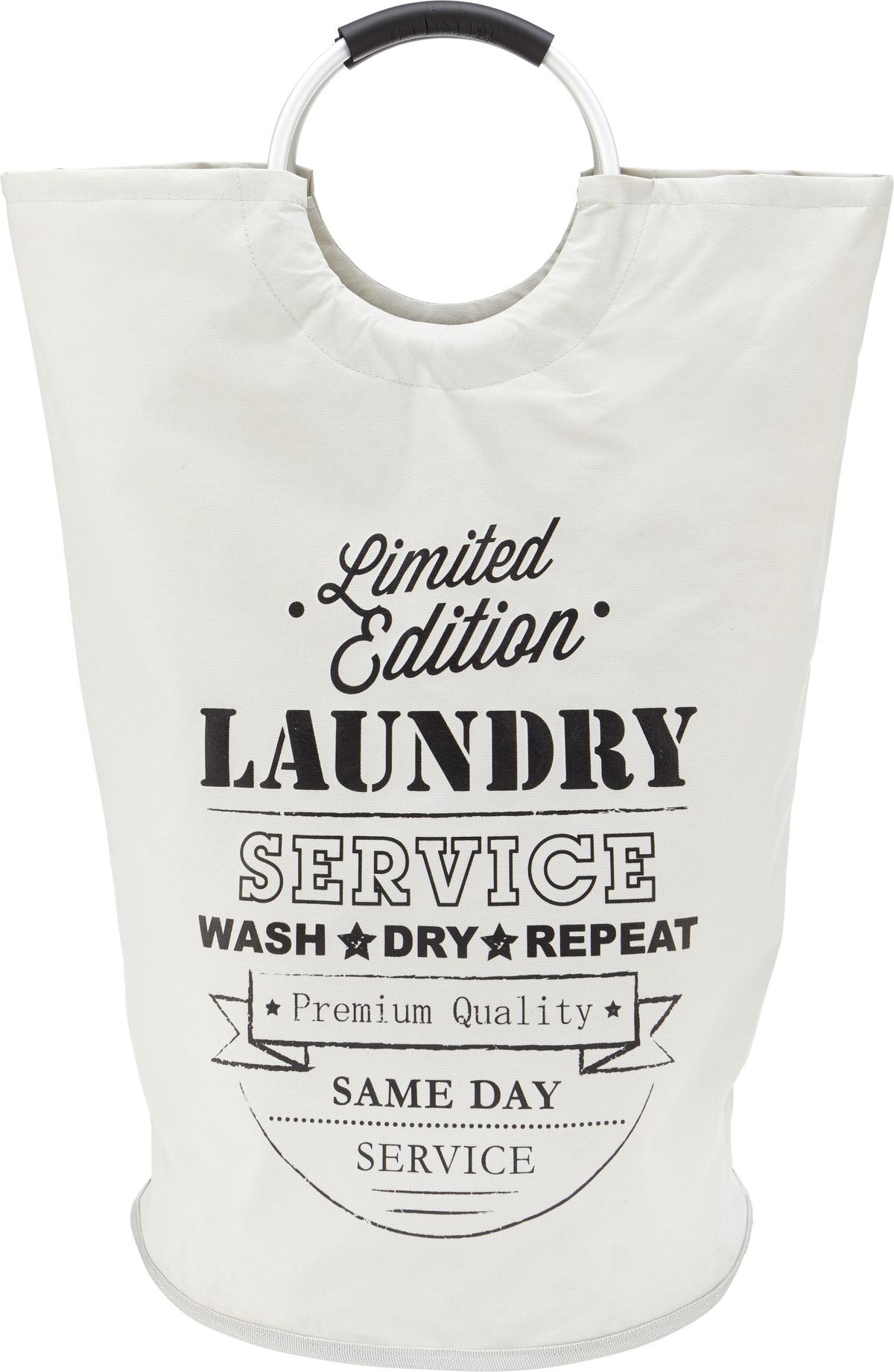 Szennyestartó Zsák Feliratos Laundry Service - világosszürke/fekete, Lifestyle, textil/fém (38/72/38cm) - Mömax