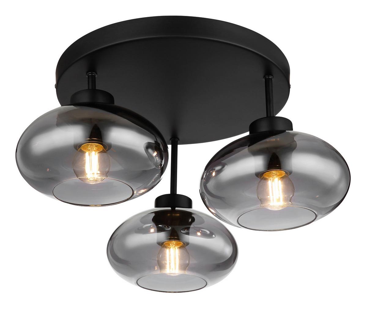 Deckenleuchte Shaun in Schwarz max. 40 Watt - Schwarz, Design, Glas/Metall (40/24cm) - Globo