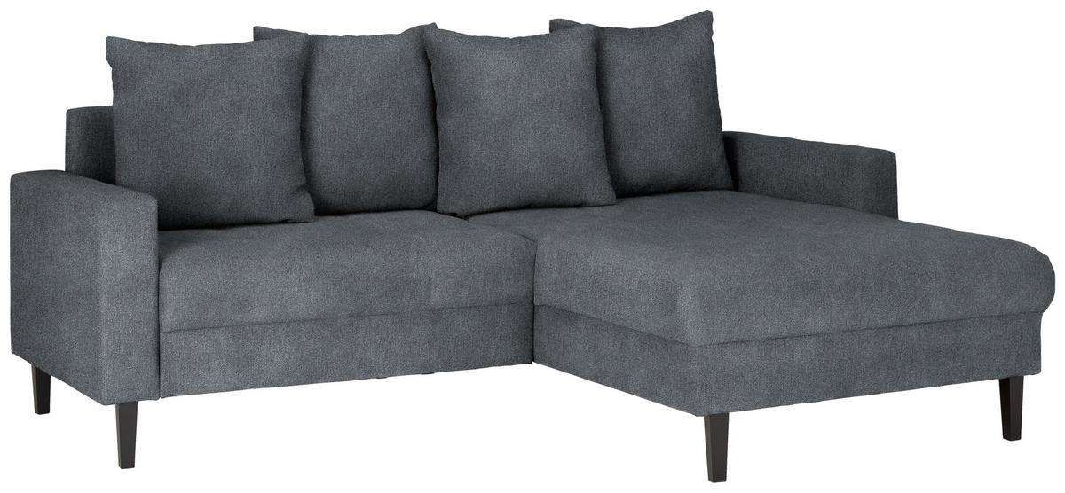 Ecksofa Boston Blaugrau - Blaugrau/Schwarz, KONVENTIONELL, Holz/Textil (215/92/160cm) - Based