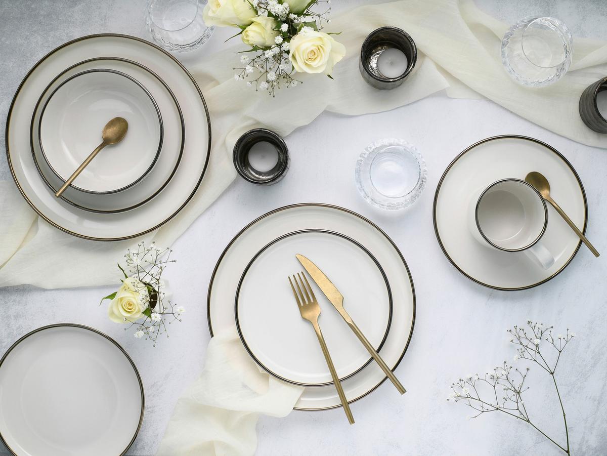 Kombiservice 24791 Nordic Festive Creme - Goldfarben/Creme, Basics, Keramik - Creatable