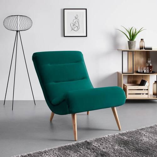 Relaxsessel Jan Grün Samt - Naturfarben/Grün, MODERN, Holz/Textil (74/102/90cm) - Bessagi Home