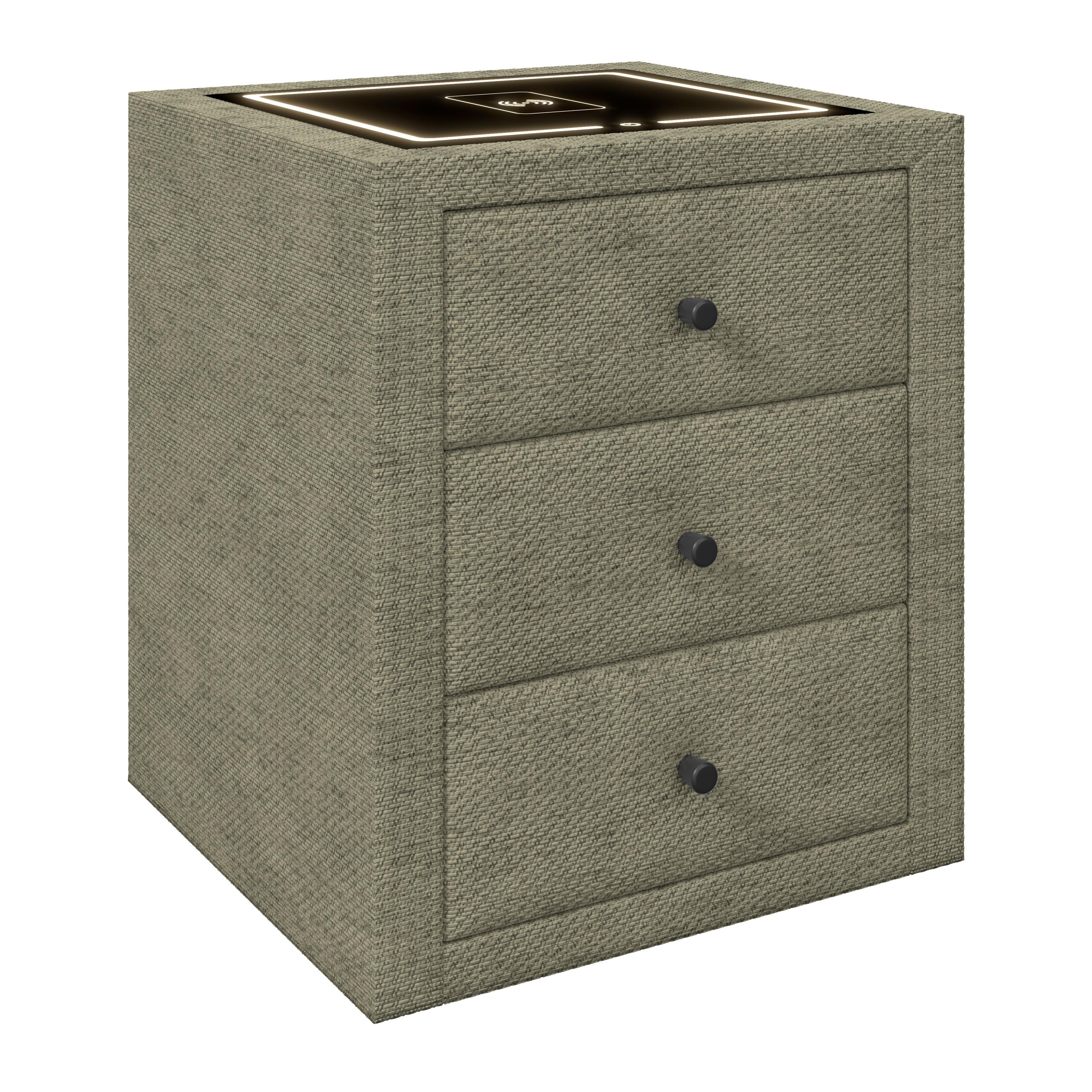 Noćni Ormarić Brisbane Ii - zelena/crna, Trend, staklo/drvni materijal (49,5/56,5/46cm) - Premium Living