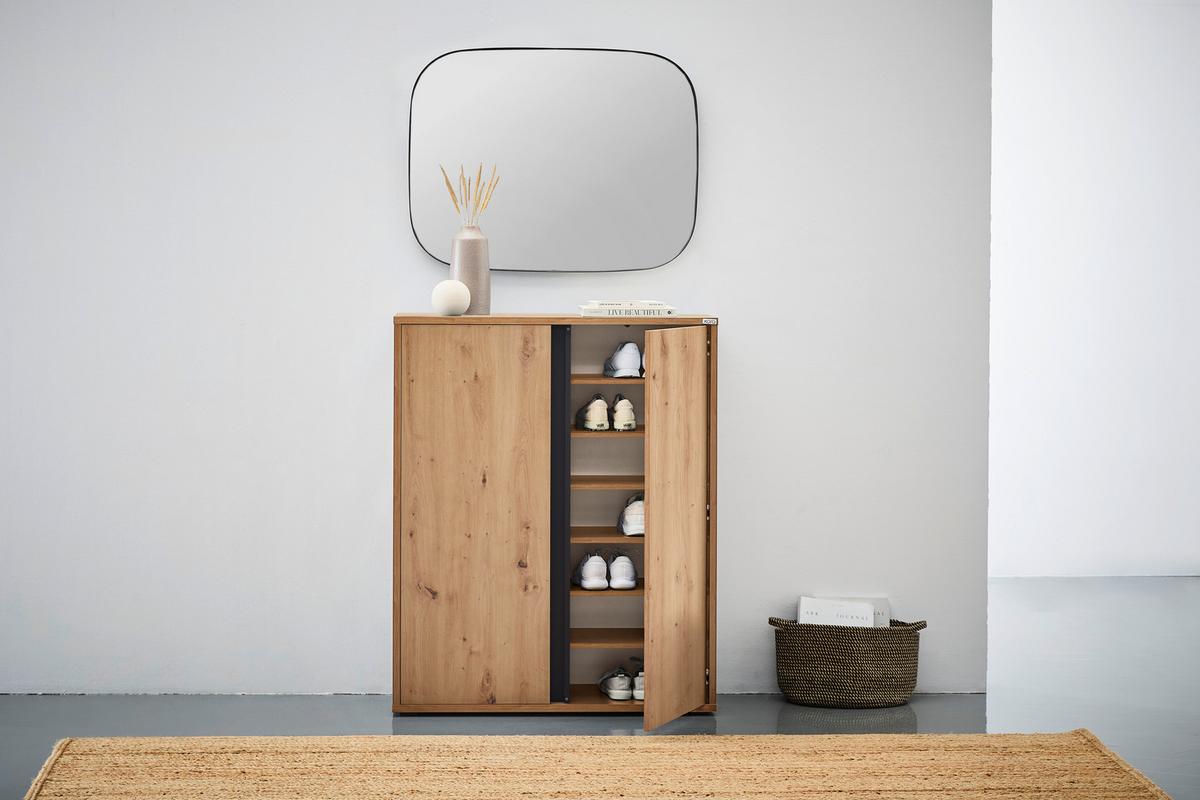 SZAFKA NA BUTY LIV - kolor dębowy/antracytowy, Modern, materiał drewnopochodny/tworzywo sztuczne (97,5/120/33,8cm) - Xora