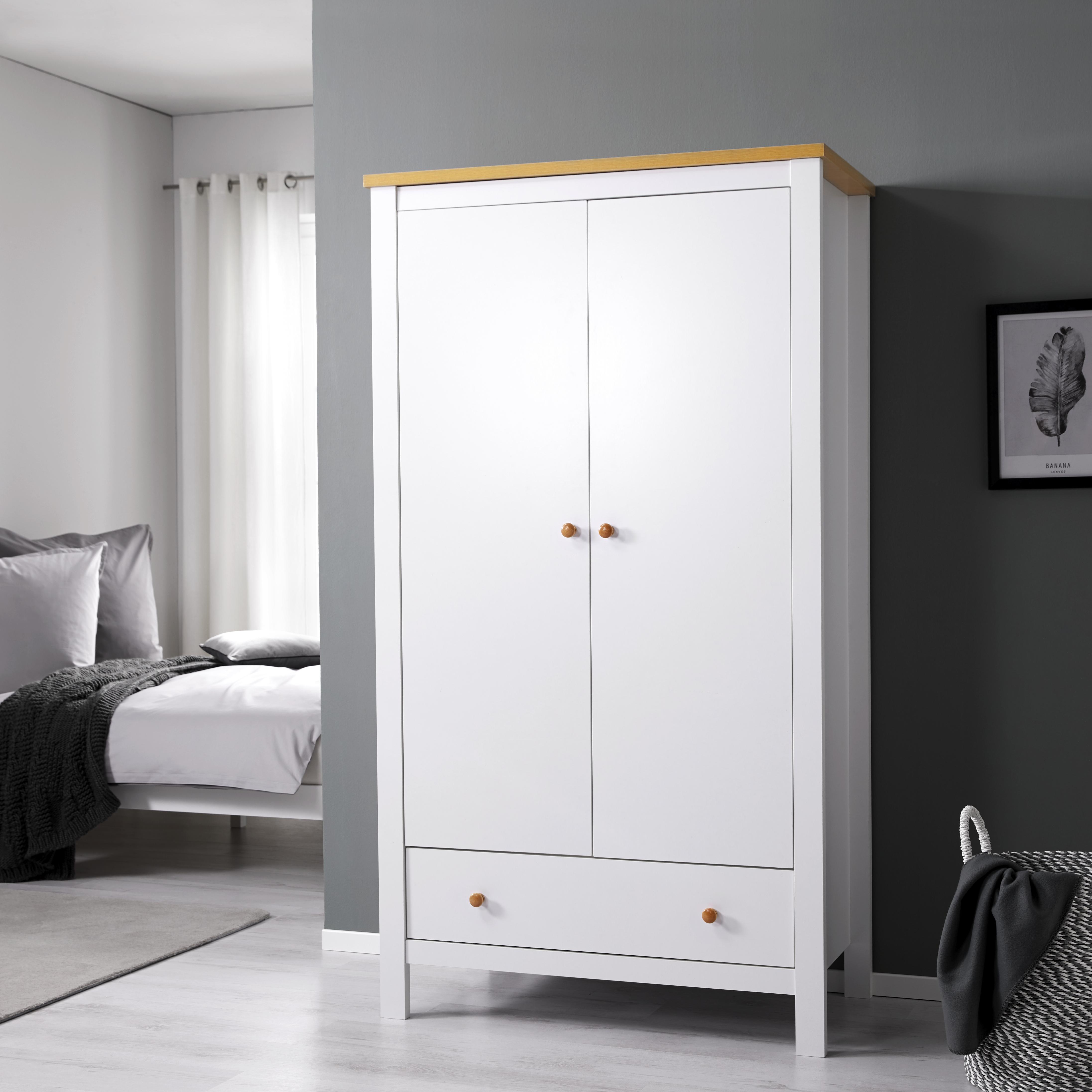 KLEIDERSCHRANK in Weiß 'Marie' - Weiß, MODERN, Holz (100/180,5/50cm) - Bessagi Home