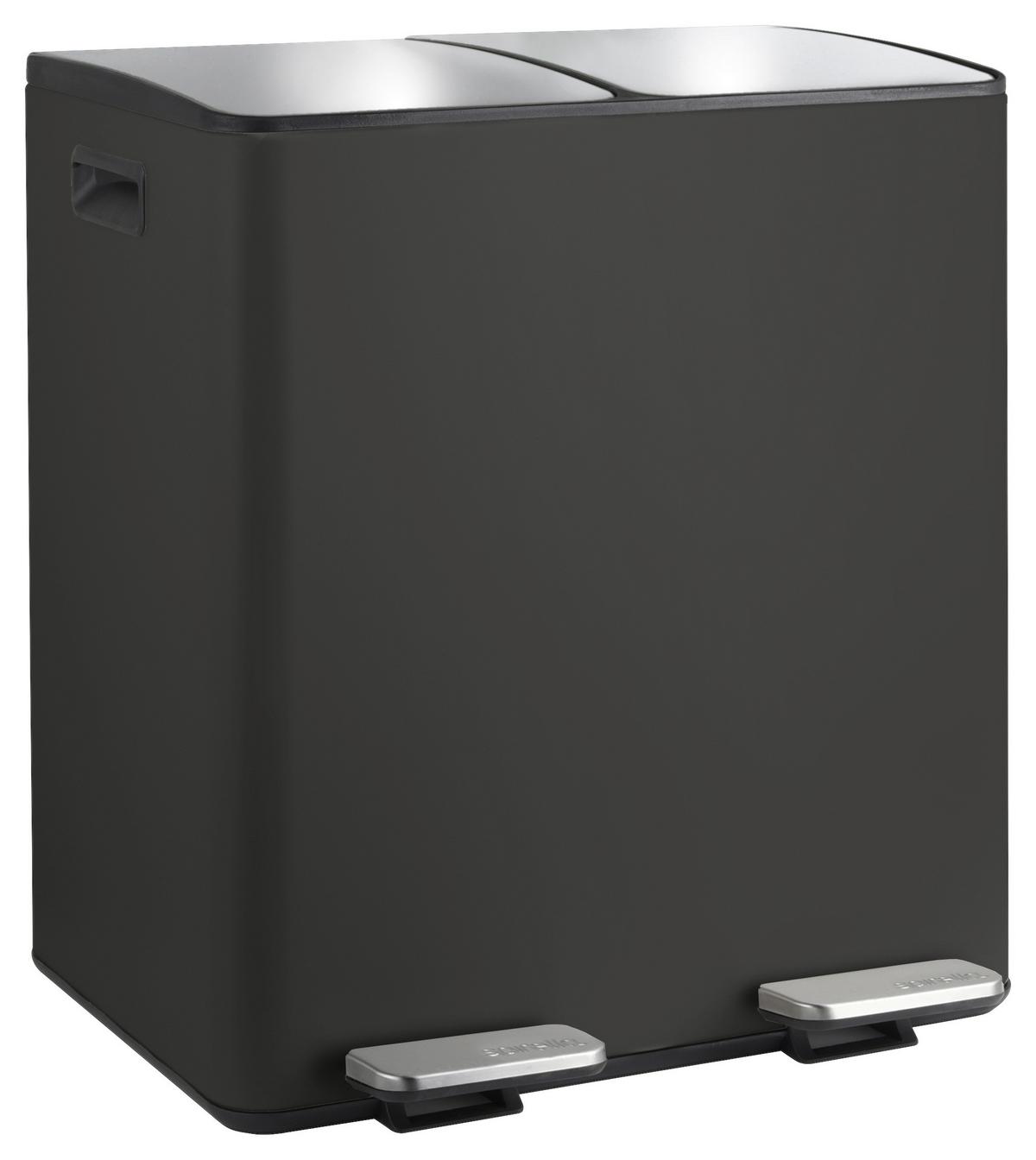 Treteimer Aliya Matt-Black - Schwarz, Basics, Kunststoff/Metall (45/30/51cm) - Spirella