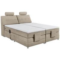 Boxspringbett Palermo elektrisch 180x200cm Sandfarb. - Sandfarben/Silberfarben, MODERN, Holzwerkstoff/Kunststoff (180/200cm) - MID.YOU