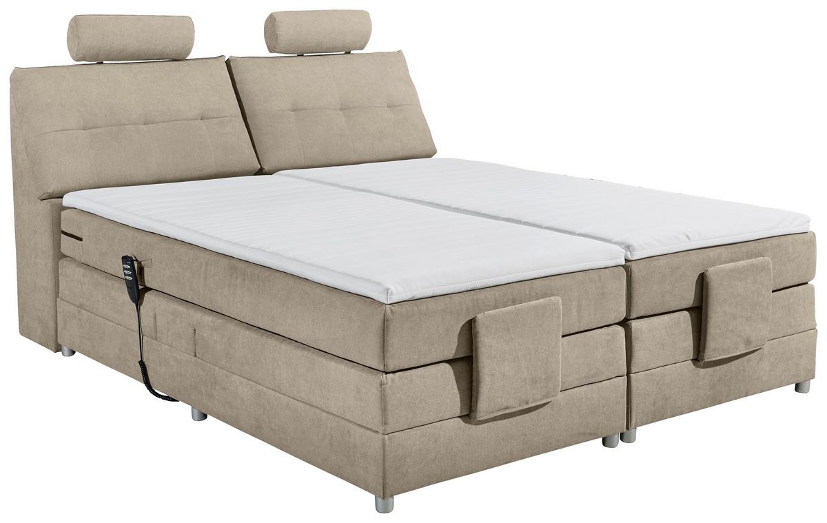Boxspringbett Palermo elektrisch 180x200cm Sandfarb. - Sandfarben/Silberfarben, MODERN, Holzwerkstoff/Kunststoff (180/200cm) - MID.YOU