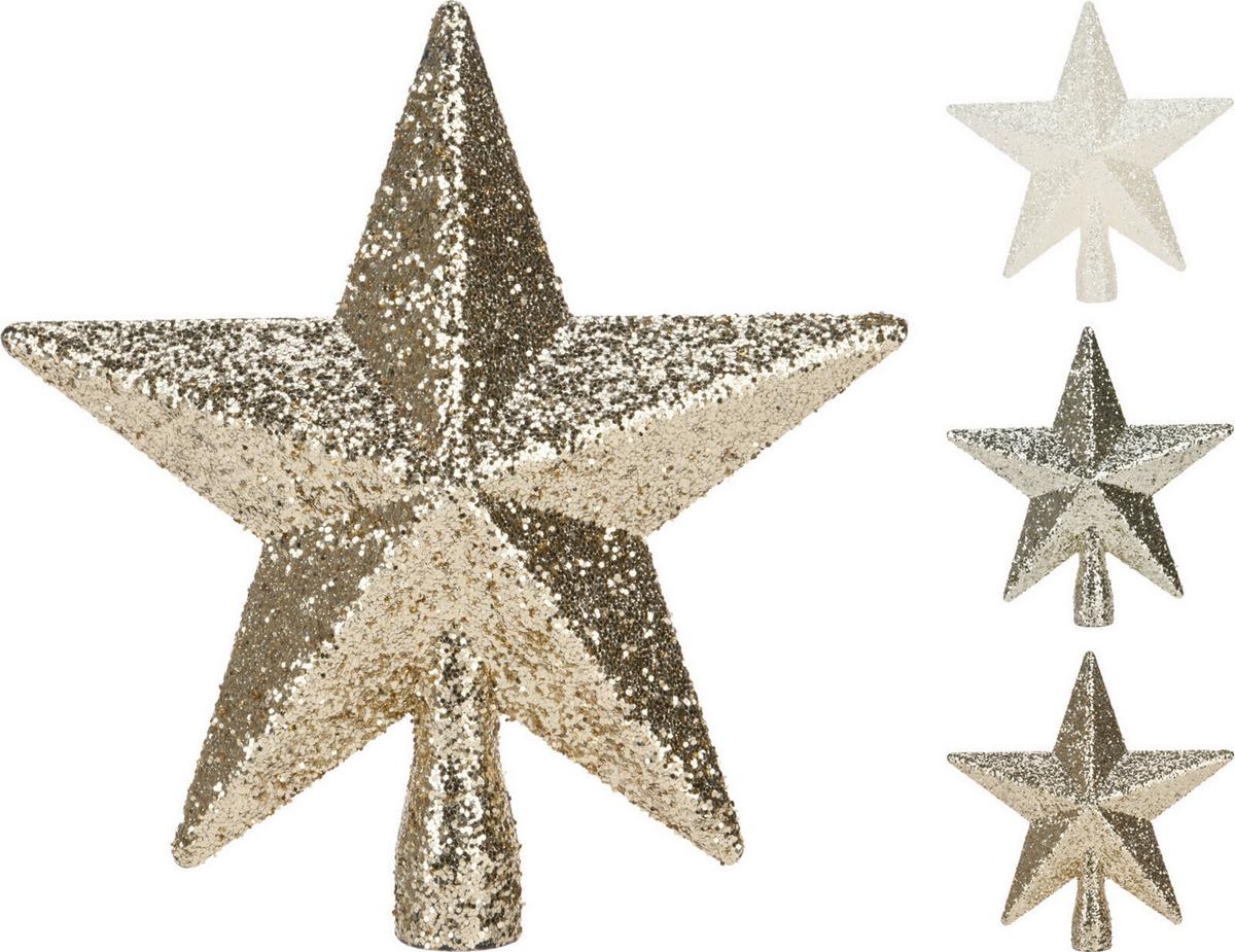 Vârf de brad Noella - alb/auriu, Basics, plastic (19/5/19cm)