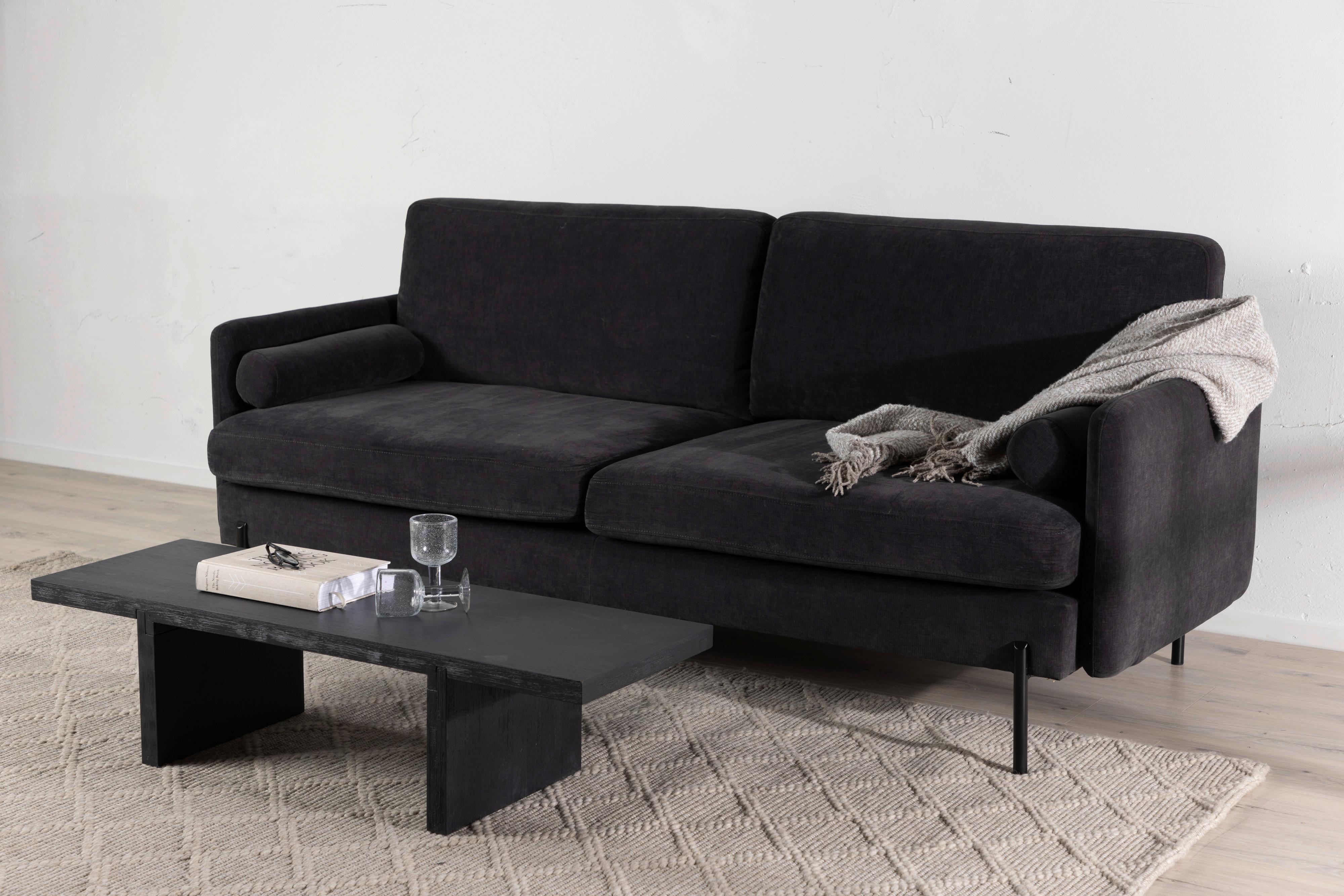 2-SITZER-SOFA ANTIBES - Schwarz, Design, Textil/Metall (209.5/86/87cm) - Livetastic