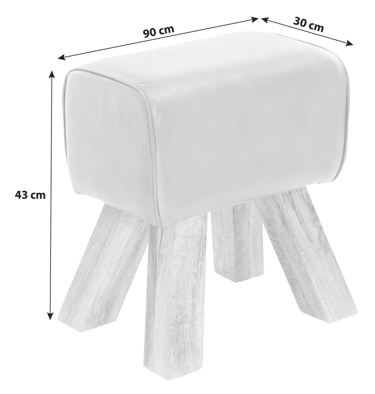 Hocker WL5.108 ca. 40x47 cm Braun/Echtleder - Braun, Natur, Leder/Holz (40/47/30cm) - MID.YOU