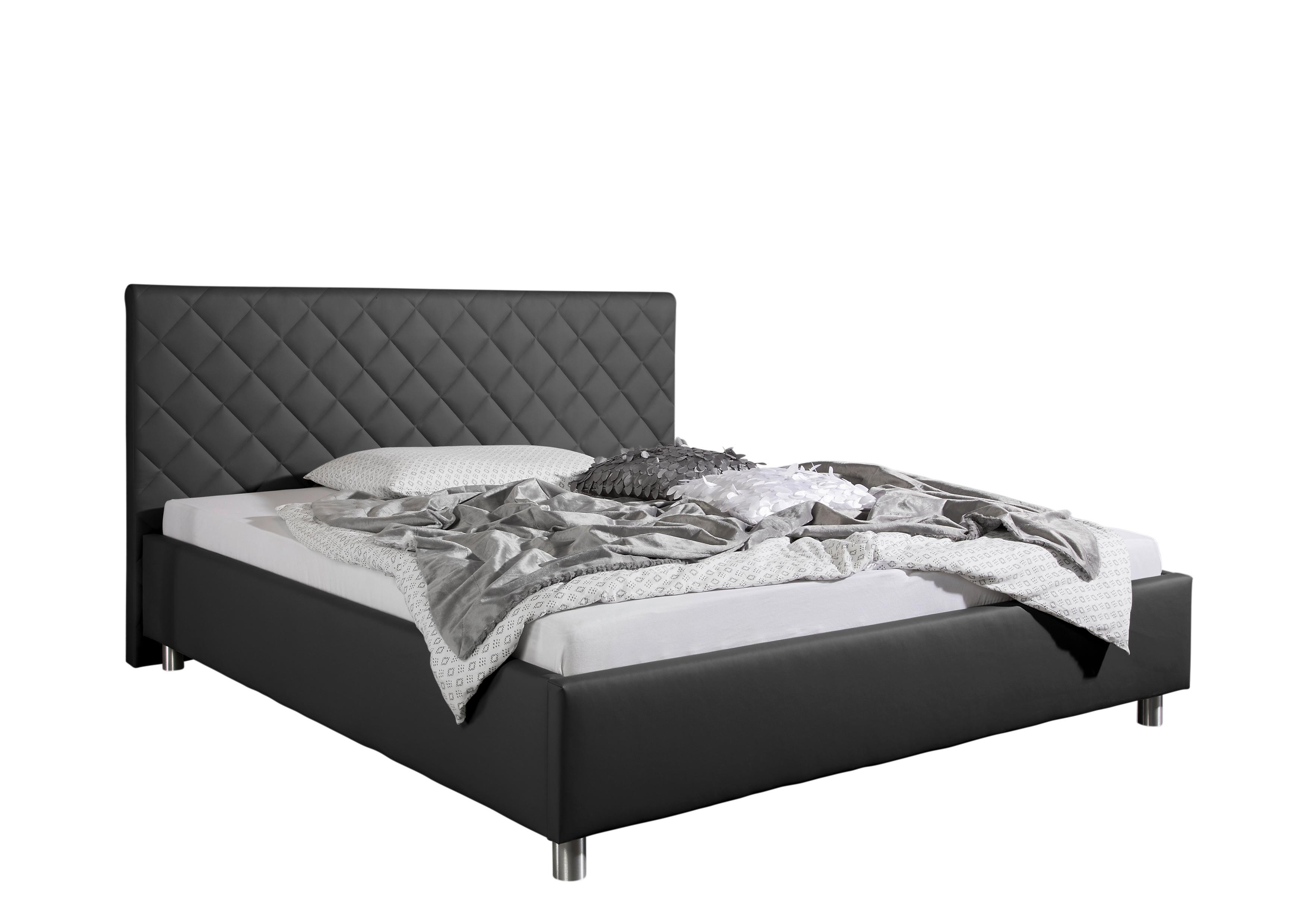 Polsterbett Baltimore Anthrazit ca. 160x200 cm - Anthrazit/Alufarben, MODERN, Textil/Metall (160/200cm) - Livetastic