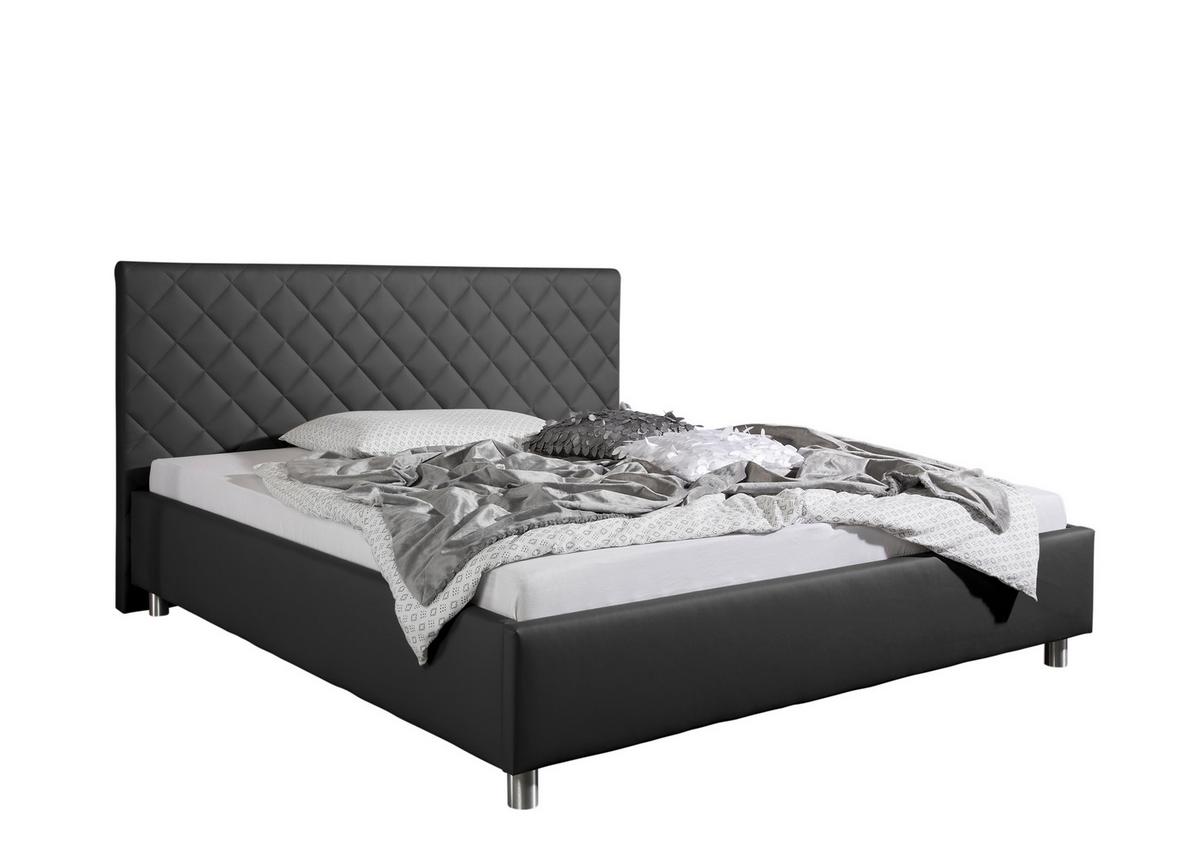 Polsterbett Baltimore Anthrazit ca. 180x200 cm - Anthrazit/Alufarben, MODERN, Textil/Metall (180/200cm) - Livetastic