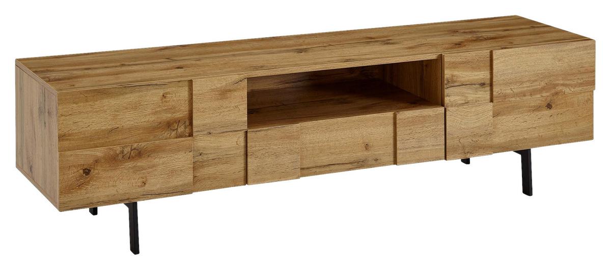 Nizka Omarica Wohnling - črna/rjava, Moderno, kovina/leseni material (160/46/43cm) - MID.YOU