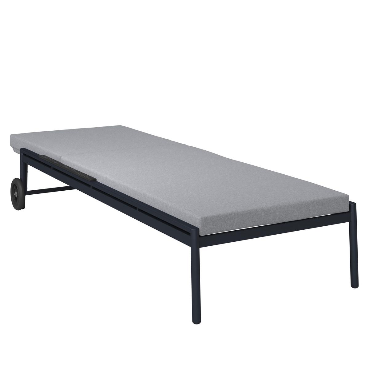 Gartenliege Fenja Hellgrau Outdoorstoff/Metall - Dunkelgrau/Hellgrau, MODERN, Kunststoff/Textil (210/65/32cm) - Bessagi Garden