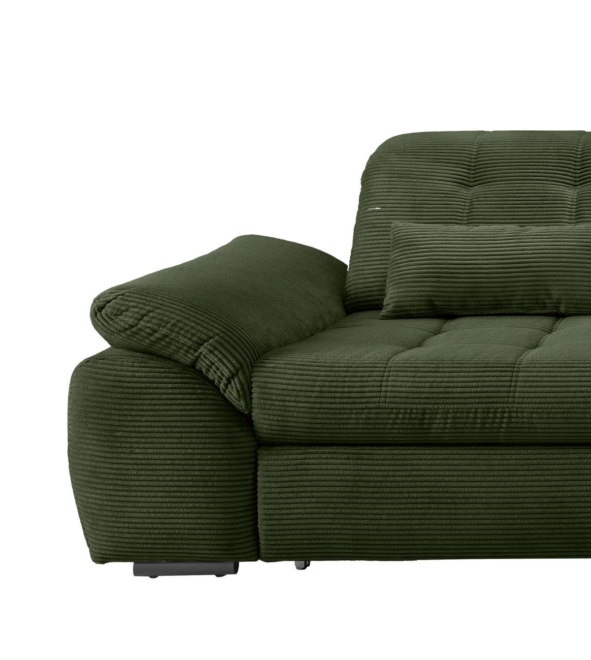 Ecksofa mit Bettkasten Rigatti ca. 314x184 cm Dunkelgrün - Dunkelgrün/Schwarz, MODERN, Textil/Metall (314/184cm) - Livetastic