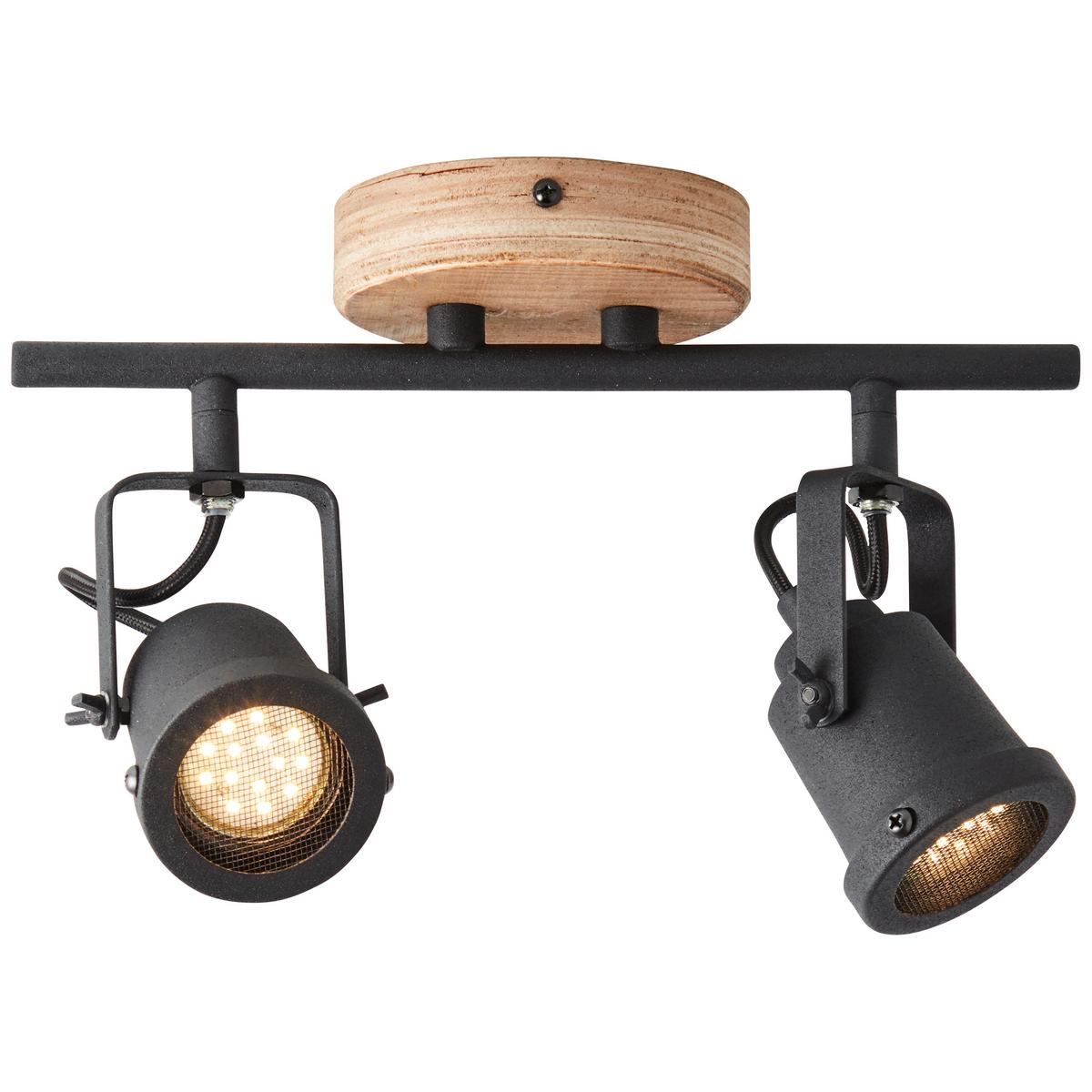 Deckenleuchte Inge Braun/Schwarz max. 6 Watt - Schwarz/Braun, Natur, Holz/Metall (30/17,5/12cm) - Brilliant