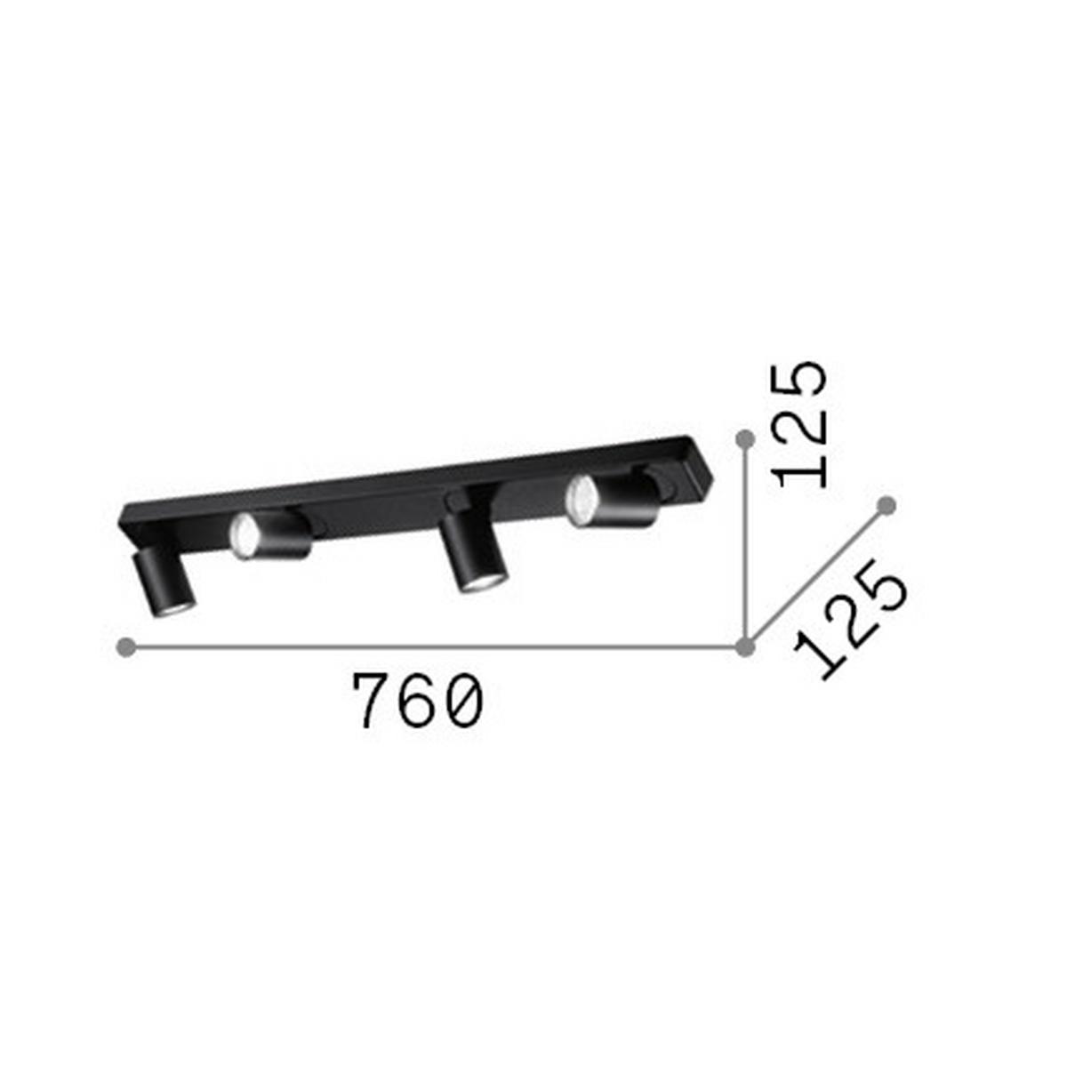 LED-Deckenstrahler Rudy Schwarz max. 7 Watt - Schwarz, Basics, Metall (76/9/12,5/12,5cm) - Ideal Lux