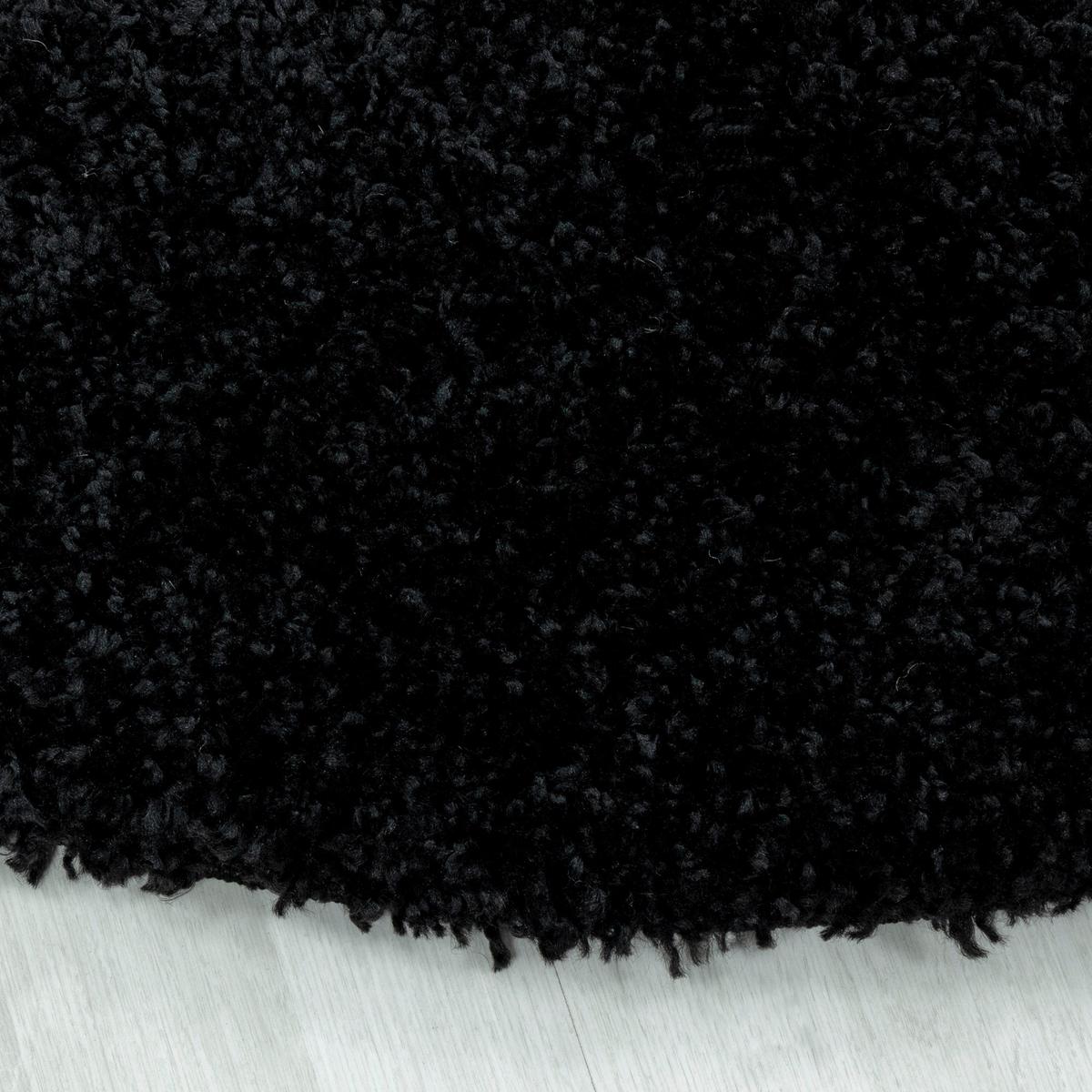 Hochflorteppich Sydney 3000 Schwarz Ø ca. 120cm - Schwarz, Basics, Textil (120cm)