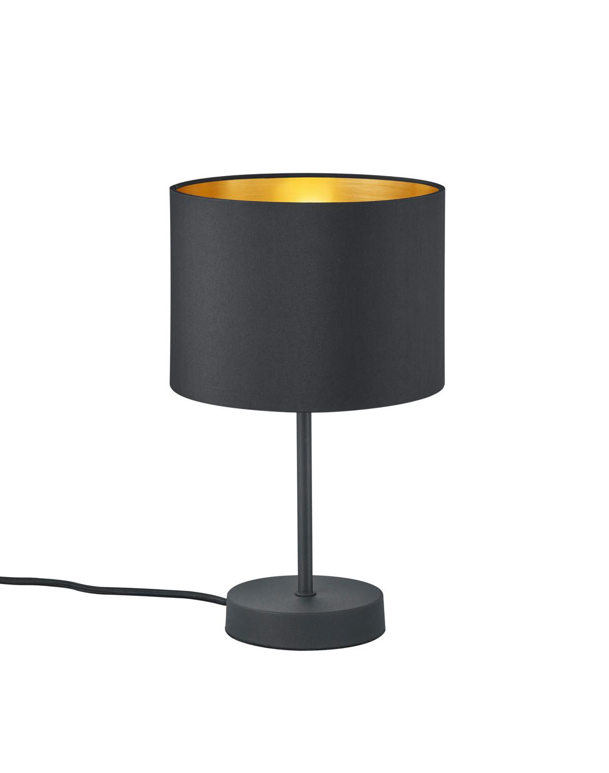 Tischleuchte Hostel in Schwarz/Gold max. 40 Watt - Goldfarben/Schwarz, Basics, Textil/Metall (20/33cm) - Trio Leuchten