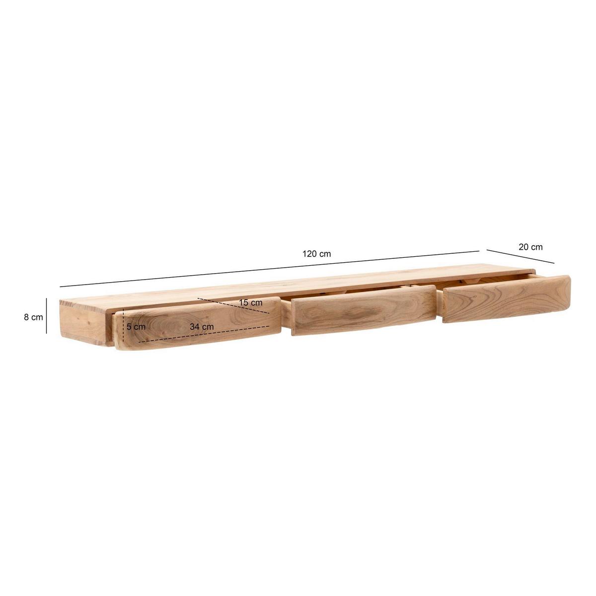 Wandboard Wl7.389 - Akaziefarben, Design, Holz (120/8/20cm) - Livetastic
