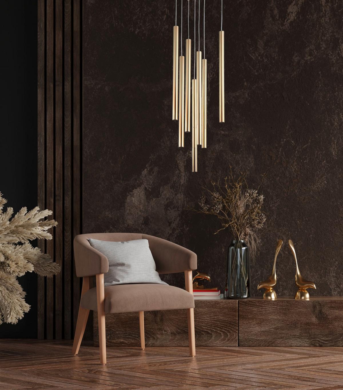 Hängeleuchte Lp-89477p Gd_lungo 7 - Bernsteinfarben, Design, Metall (30/150cm)