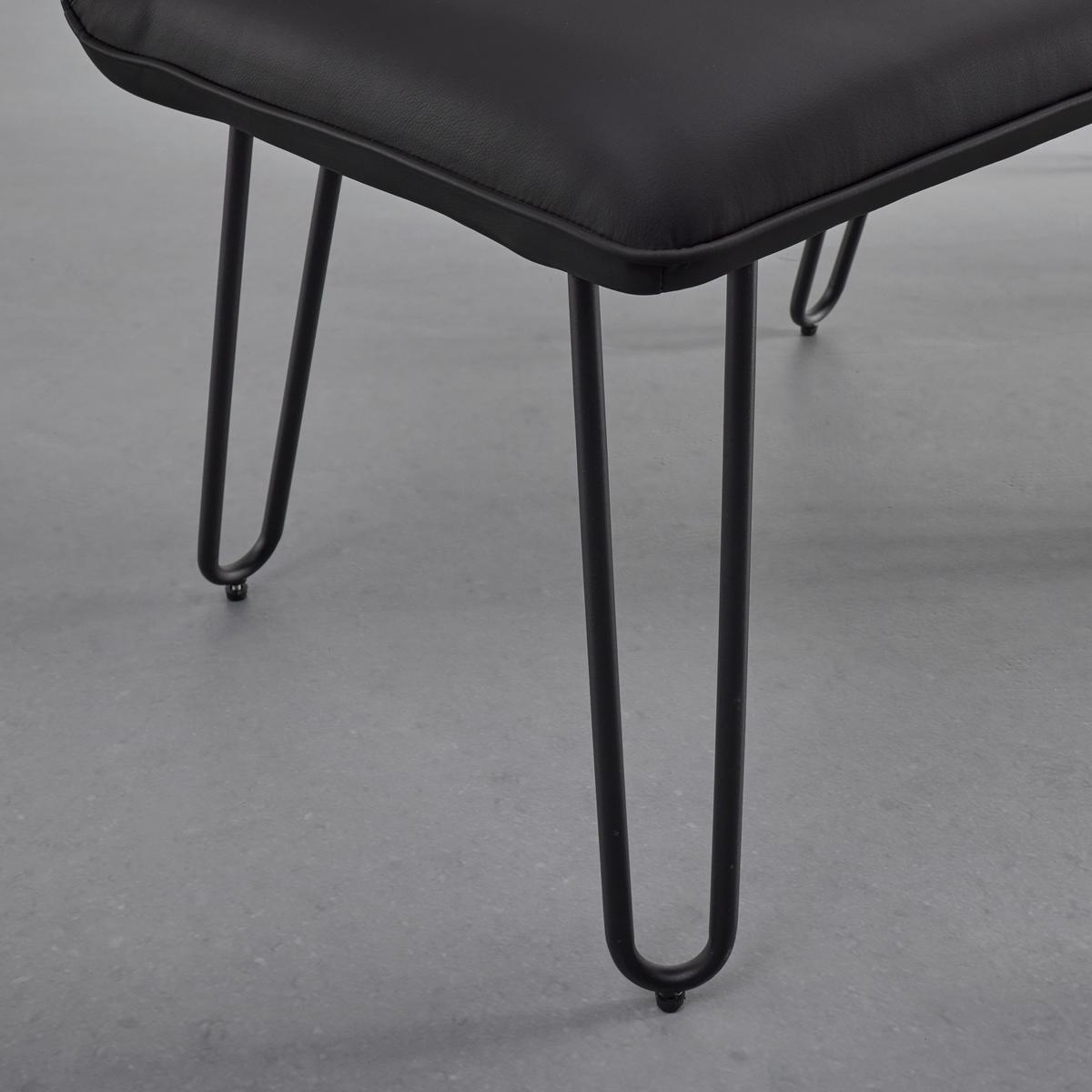 Sitzbank Ivie Schwarz Lederlook Gepolstert - Schwarz, MODERN, Holz/Textil (140/92/62cm) - Bessagi Home