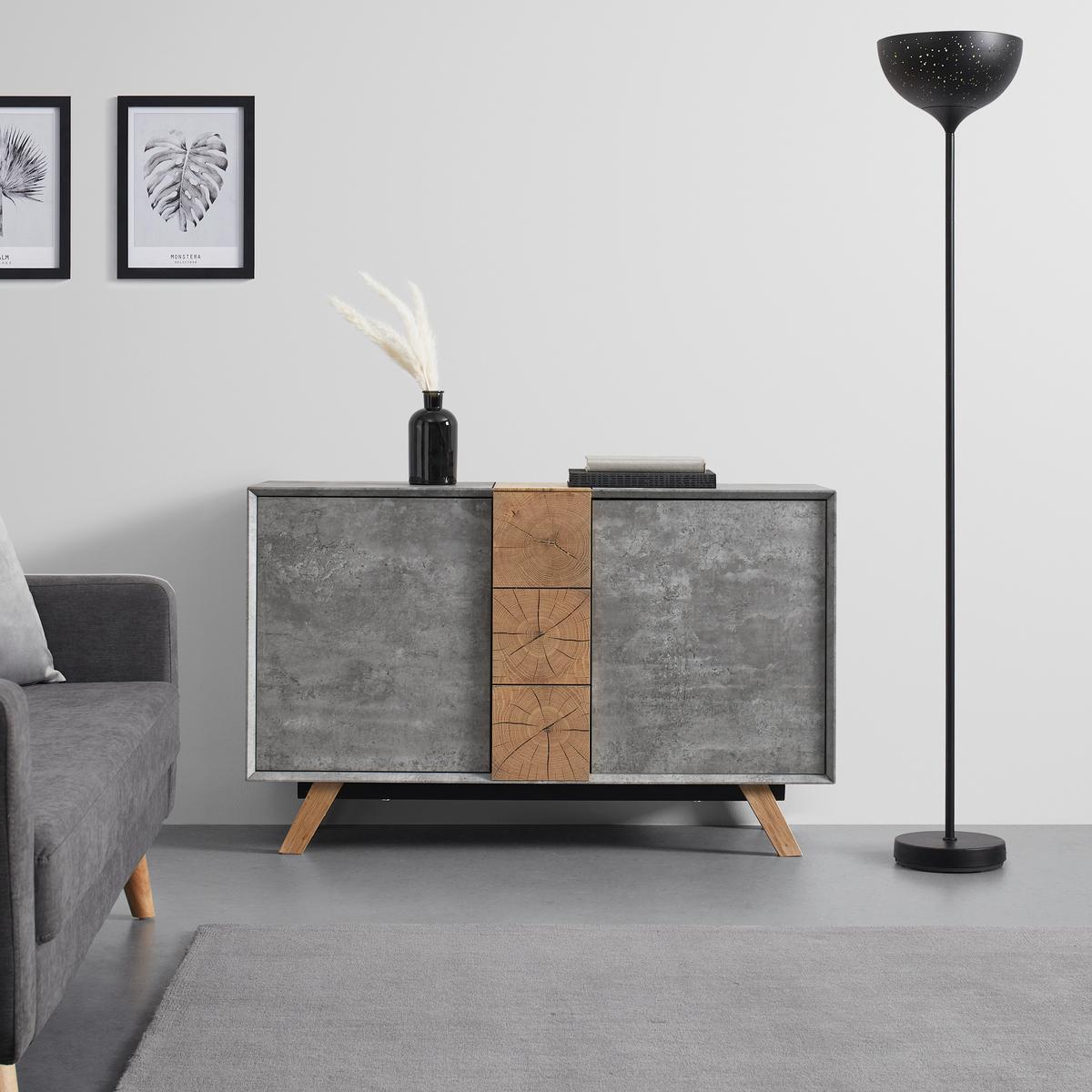 Moderna Komoda Casper, Barva Betona In Hrasta - siva/barve hrasta, Moderno, les (120/75/40cm) - Bessagi Home