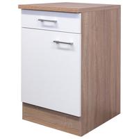 Kuhinjska Spodnja Omarica Samoa, Bela, Barva Hrasta - bela/barve aluminija, Konvencionalno, umetna masa/leseni material (50/85/57cm) - FlexWell