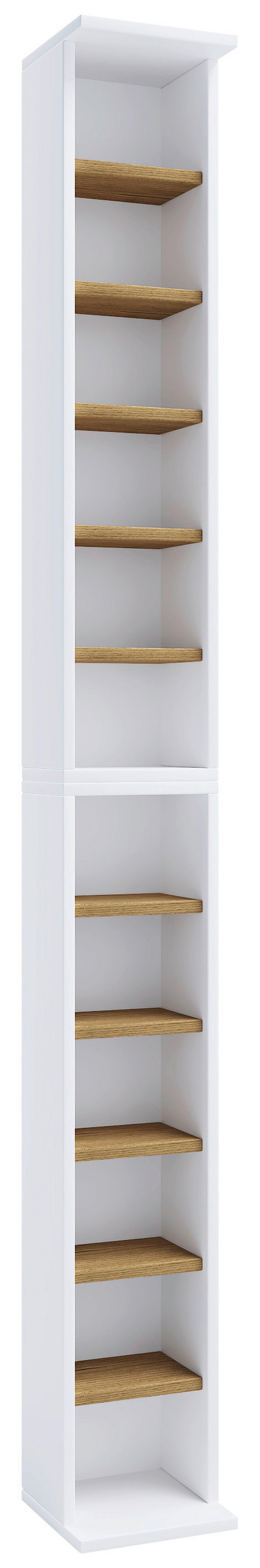 CD-Regal Bigol ca. 21x180 cm Weiß/Eiche - Honigeiche/Weiß, MODERN, Holzwerkstoff (21/180/20cm) - MID.YOU