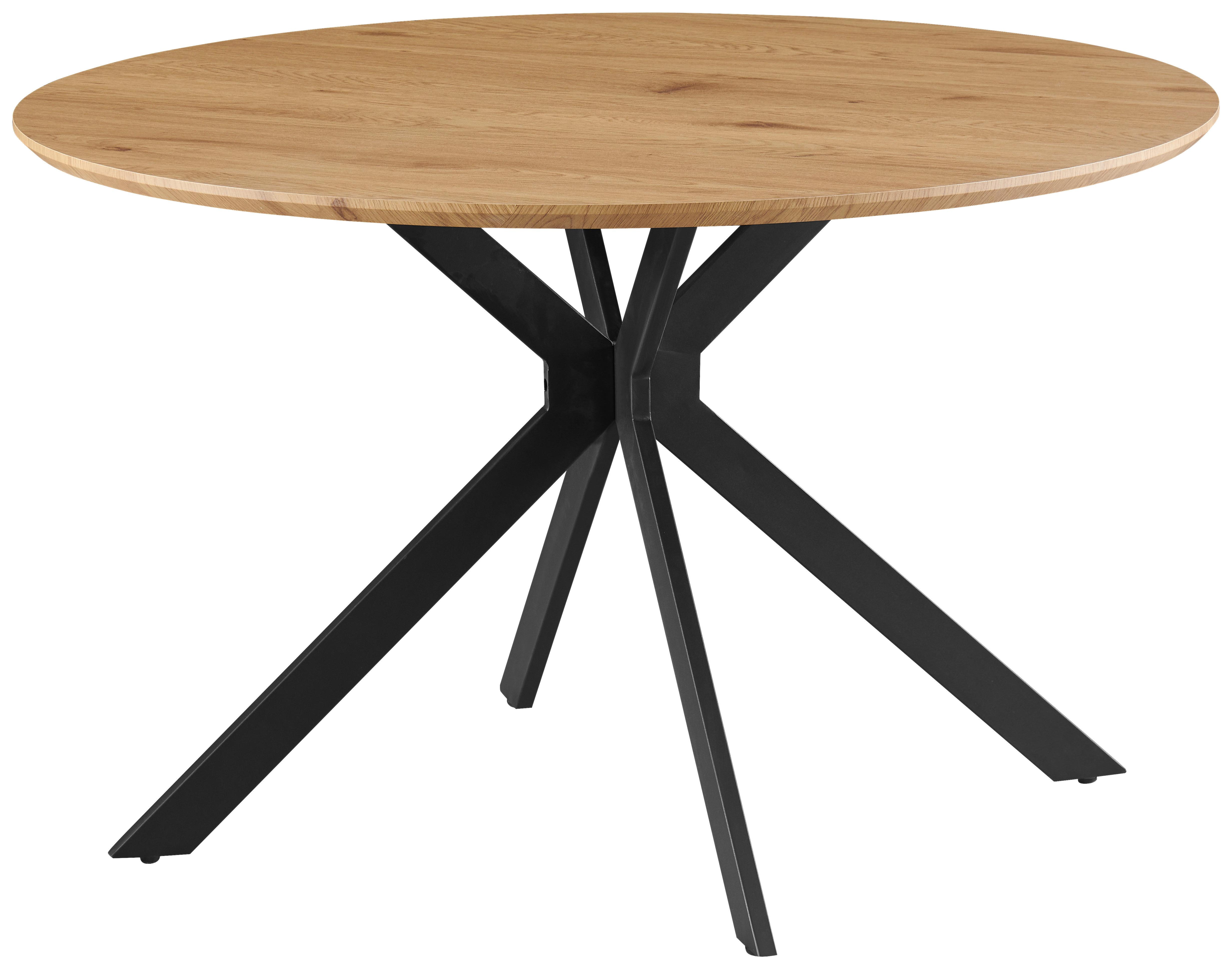 Jedilna Miza Levin, Barva Hrasta, Ø 120cm - črna/barve hrasta, Konvencionalno, kovina/leseni material (120/76/120cm) - MID.YOU