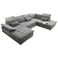 Wohnlandschaft Wayne U inkl. Kissen Schlammfarben - Schlammfarben/Silberfarben, KONVENTIONELL, Kunststoff/Textil (188/340/240cm) - MID.YOU