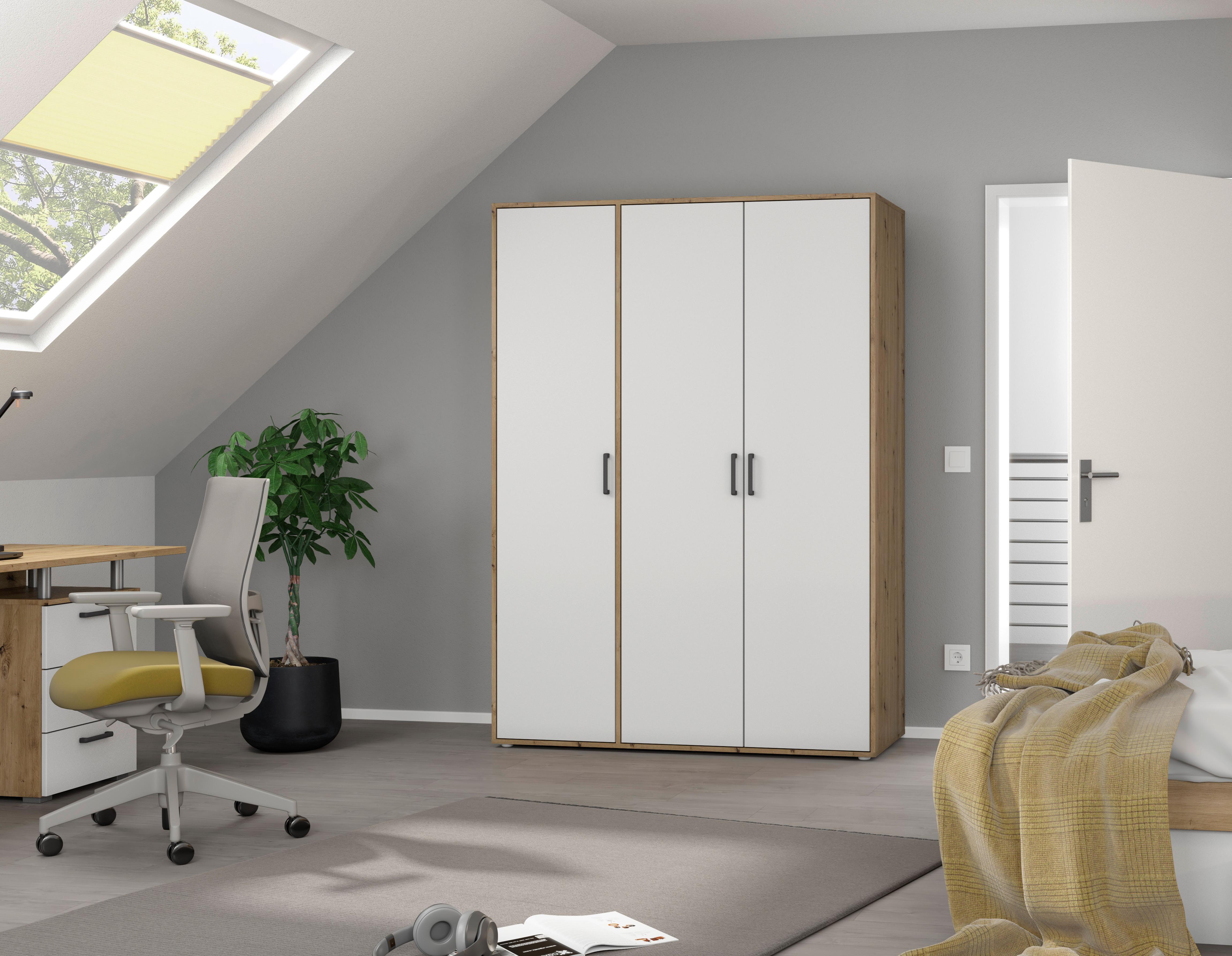 DULAP  USI ROTATIVE VOYAGER - alb/stejar Artisan, Modern, material pe bază de lemn (140/194/53cm) - Modern Living