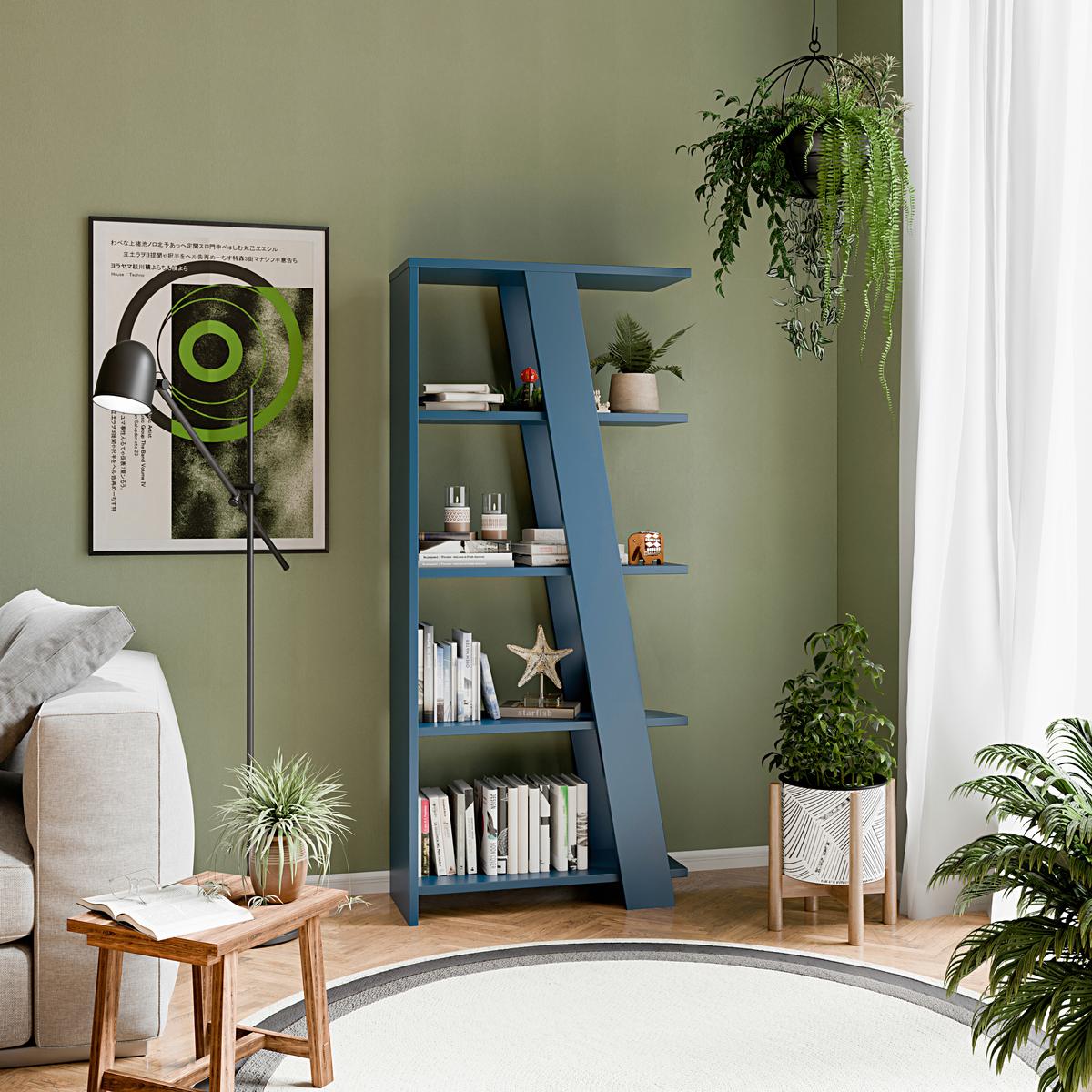 Polica Natta - tamno plava, Moderno, drvni materijal (72/161/29,6cm) - Modern Living