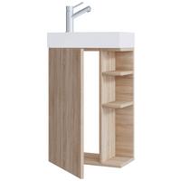 Kombiniran Umivalnik Lumia, Barva Hrasta - bela/hrast sonoma, Moderno, leseni material/keramika (40cm) - MID.YOU