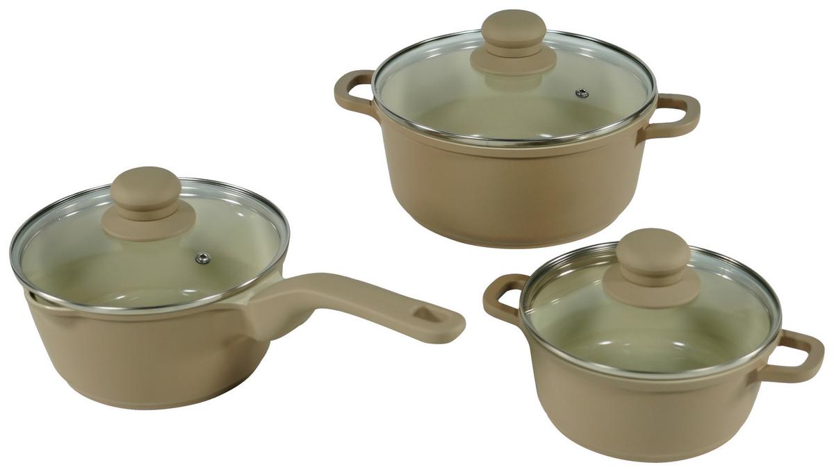 Kochtopfset Magnus Beige, 6-teilig - Klar/Beige, MODERN, Glas/Kunststoff - Mömax