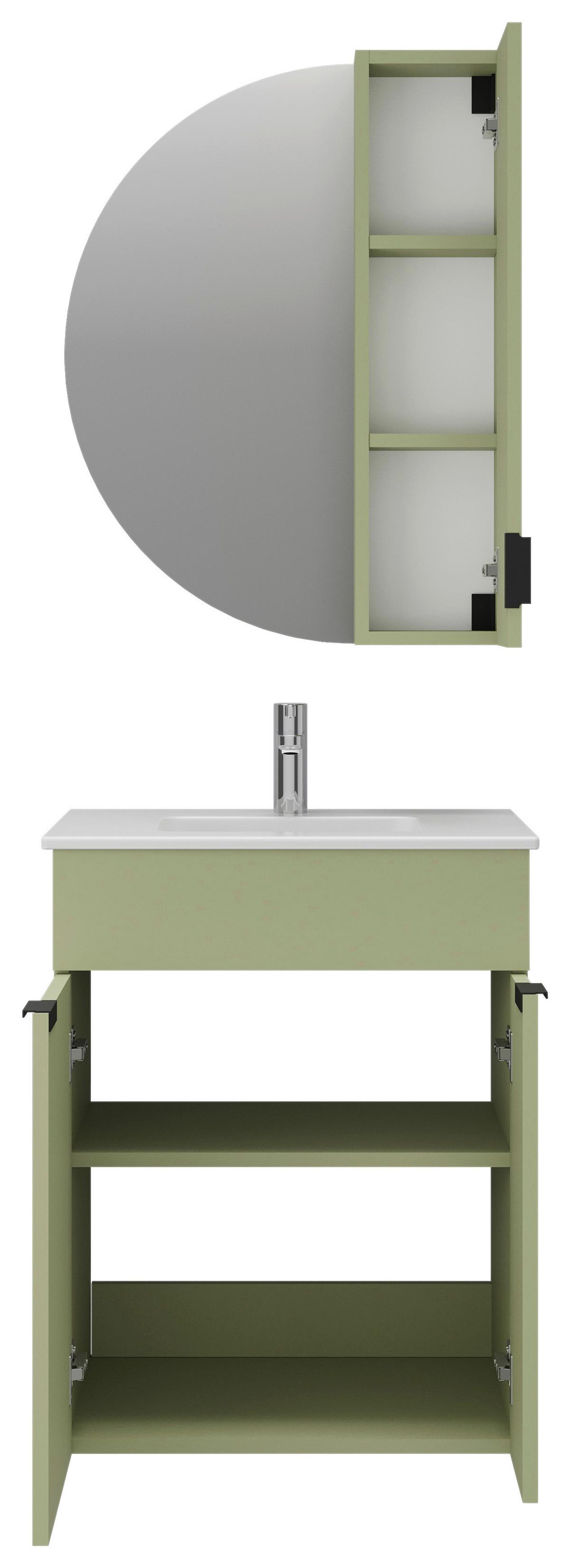Spiegelschrank Napoli Salbeigrün - Salbeigrün/Schwarz, MODERN, Holzwerkstoff/Metall (60/80/20cm) - Mömax