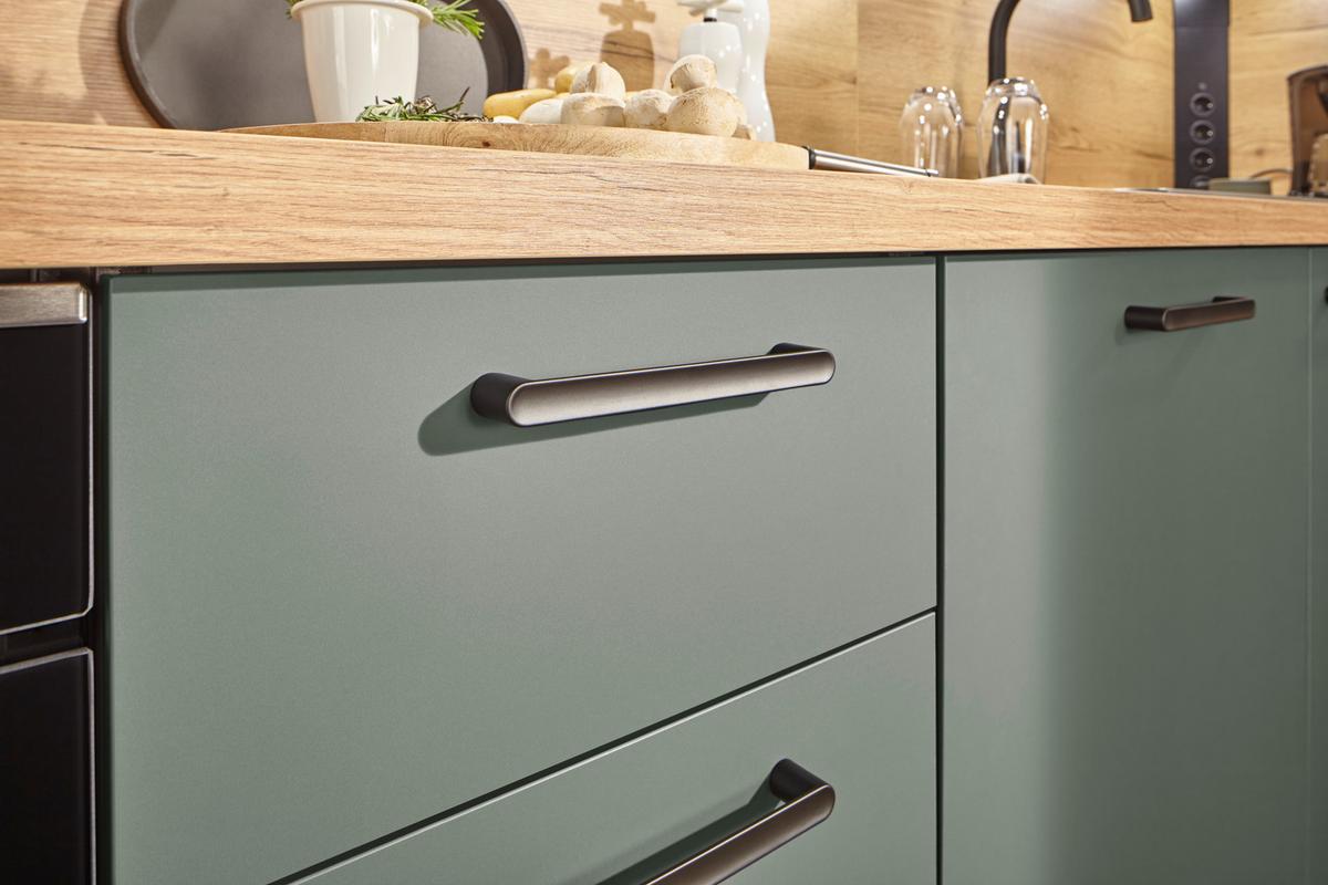 Eckküche Plus ohne Geräte - Eichefarben/Schwarz, MODERN, Metall (215/315cm) - Nolte Küchen