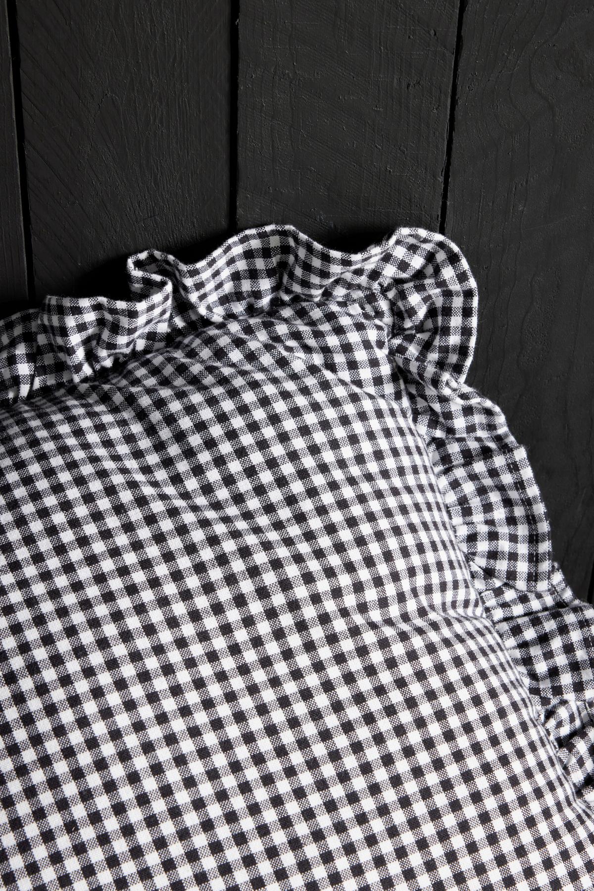 Pernă decorativă Vichy, cca. 40x40cm - alb/negru, textil (40/40cm)