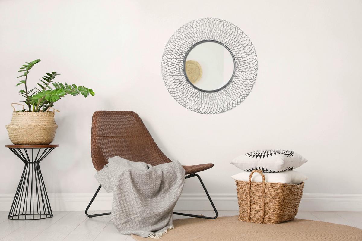Fali Tükör Duke 425 Silber - ezüstszínű, Basics, faalapú anyag/üveg (75/75/10cm) - Kayoom
