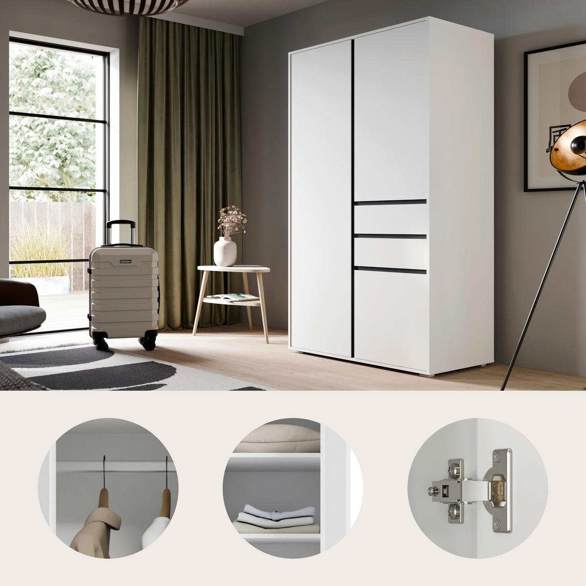 Drehtürenschrank Falun Weiß - Weiß, MODERN, Holzwerkstoff (100/194/56cm) - Livetastic