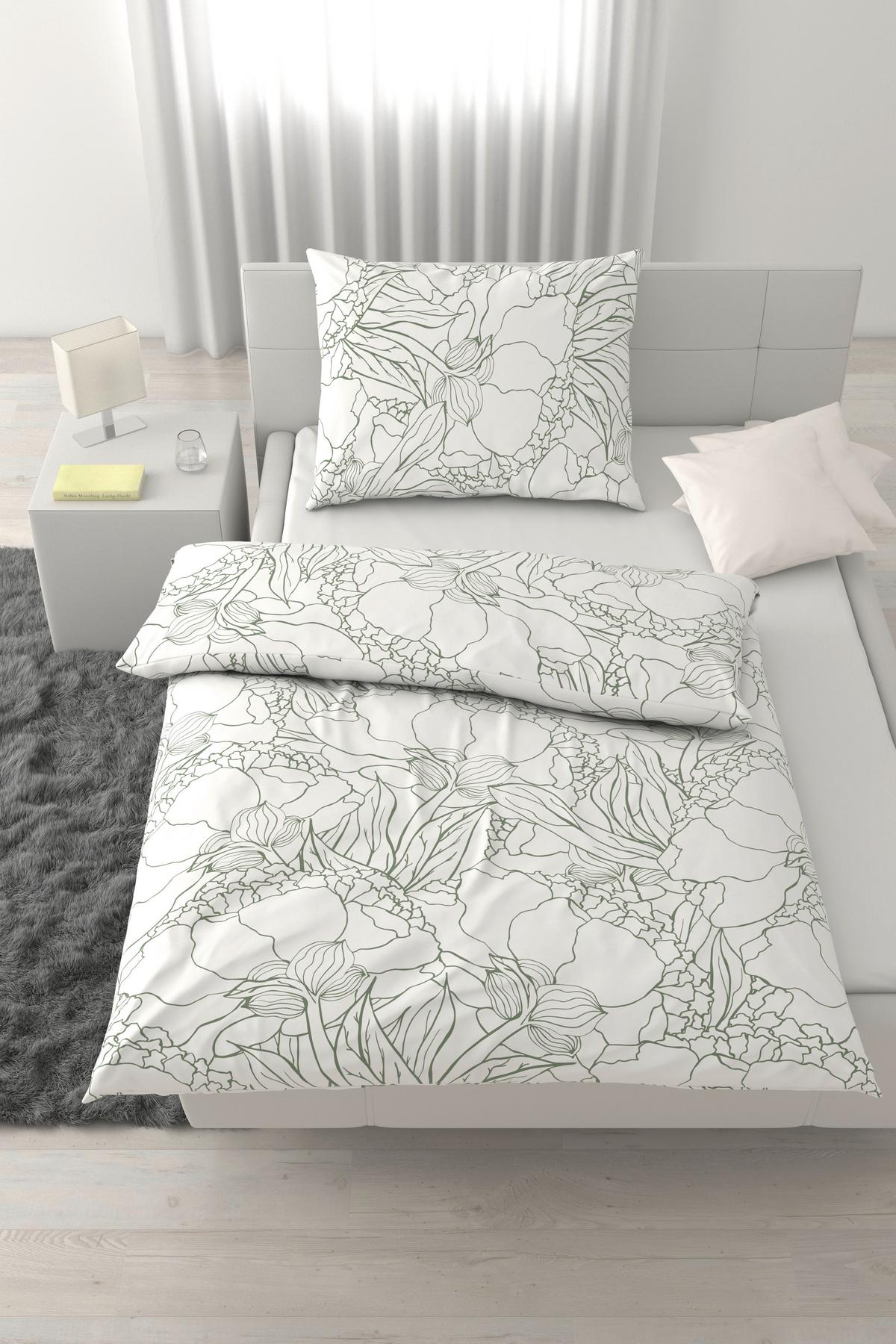 BETTWÄSCHESET EMMA - Olivgrün, Textil (160/210cm) - Mömax