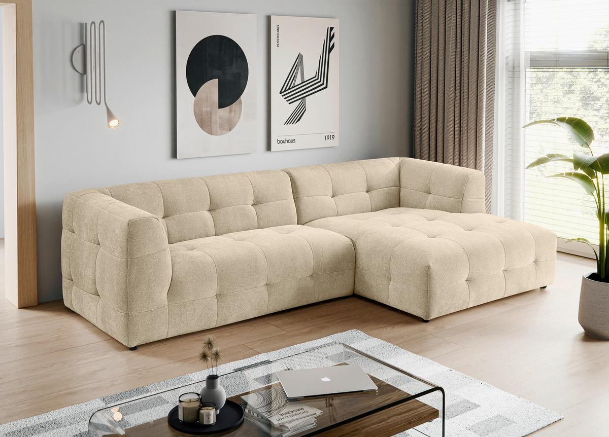 Ecksofa Tenso Beige - Beige/Schwarz, Basics, Holz/Kunststoff (292/161cm) - MID.YOU