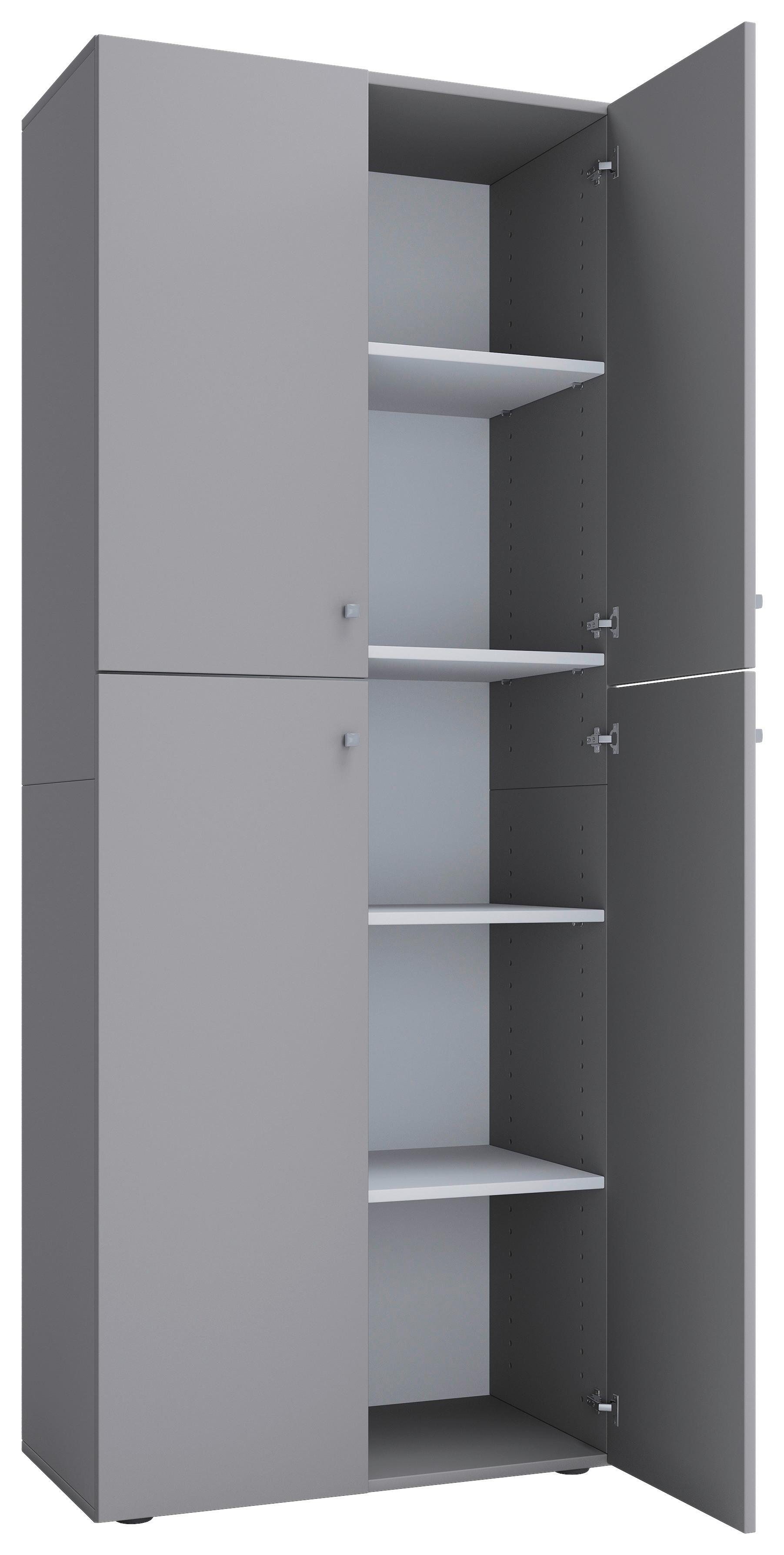 Schuhschrank Lona ca.70x182x37cm Grau - Silberfarben/Schwarz, KONVENTIONELL, Holzwerkstoff/Kunststoff (70/182/37cm) - MID.YOU
